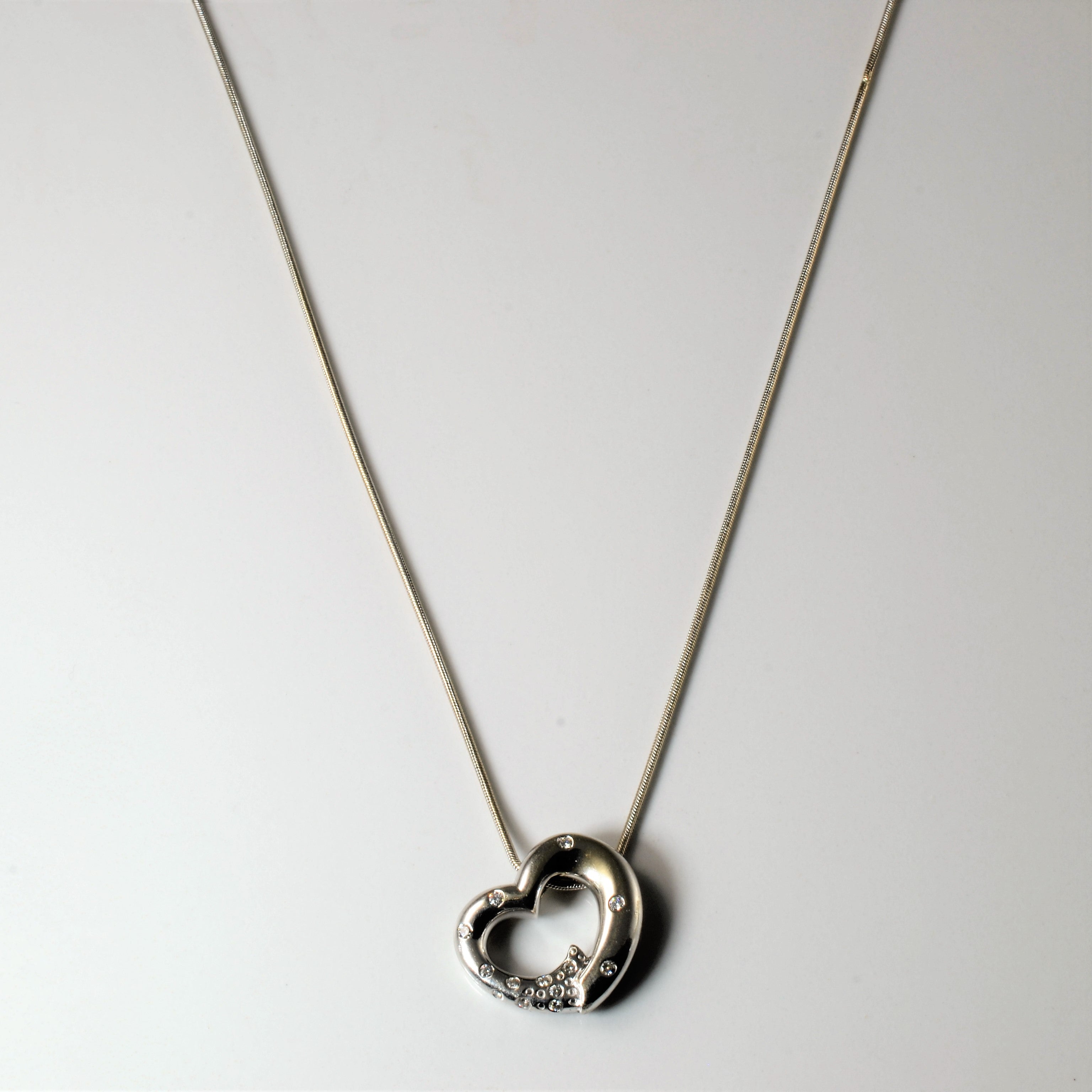 Birks' Flush Set Diamond Heart Necklace | 0.11ctw | 18"|