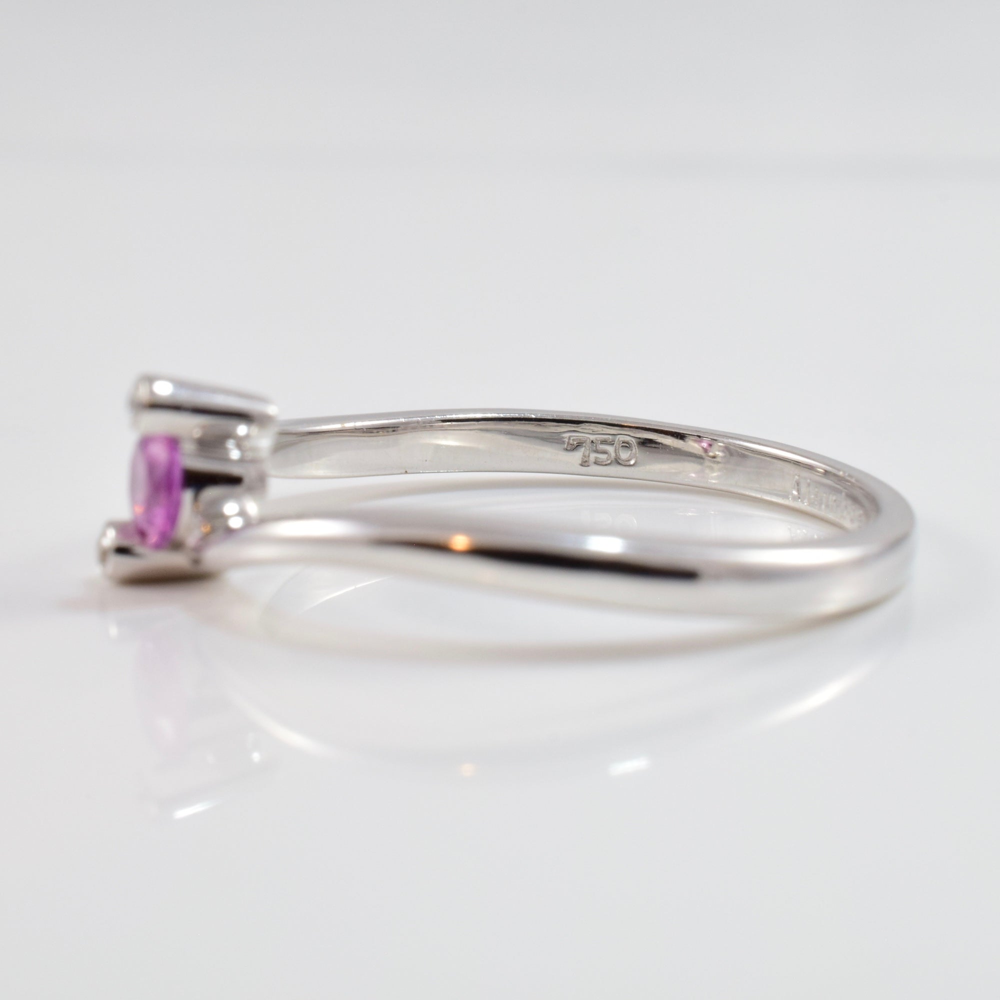 Diamond and Pink Sapphire Bypass Ring | 0.01 ctw SZ 6.5 |