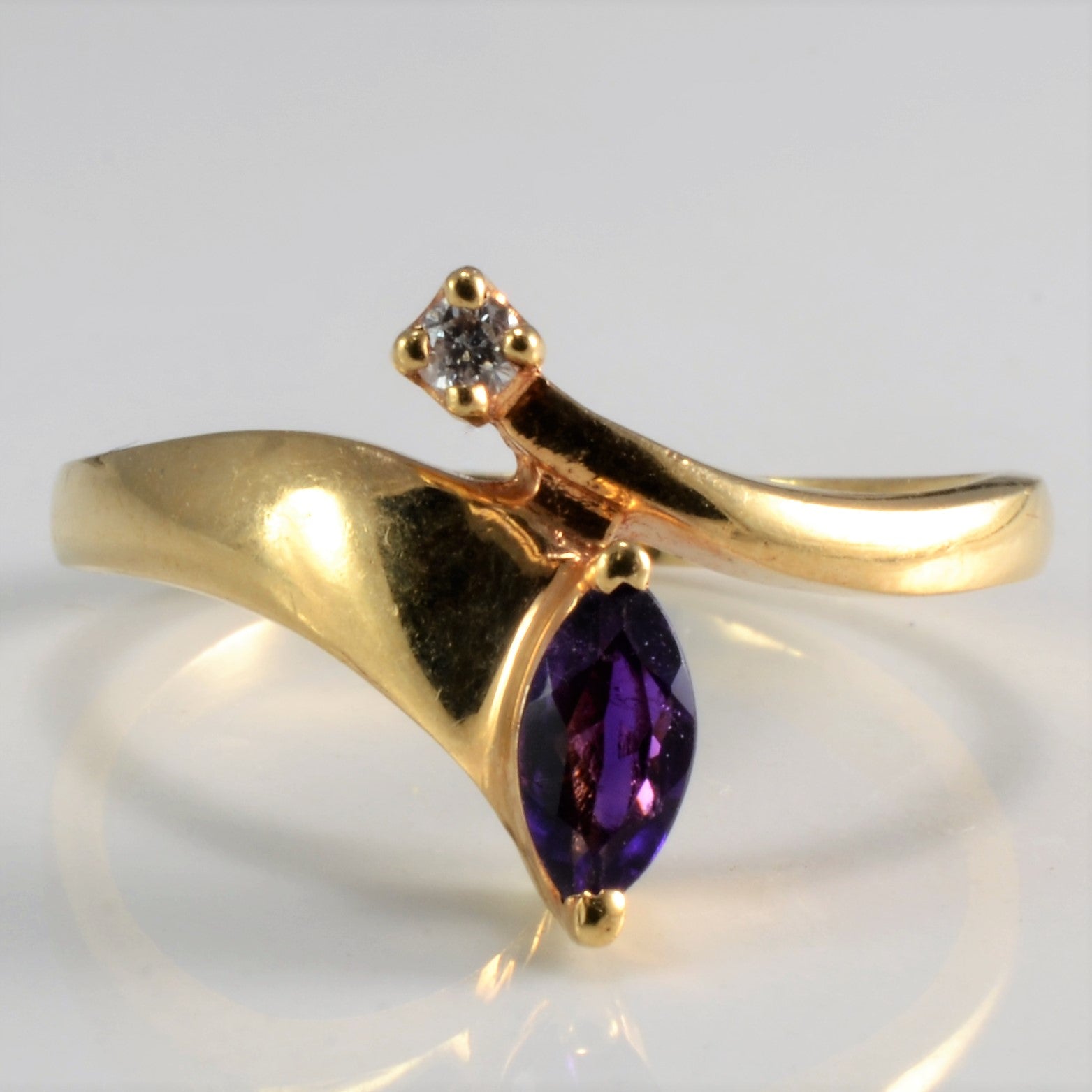 Bypass Two Stone Amethyst & Diamond Ring | 0.03 ctw, SZ 7.5 |