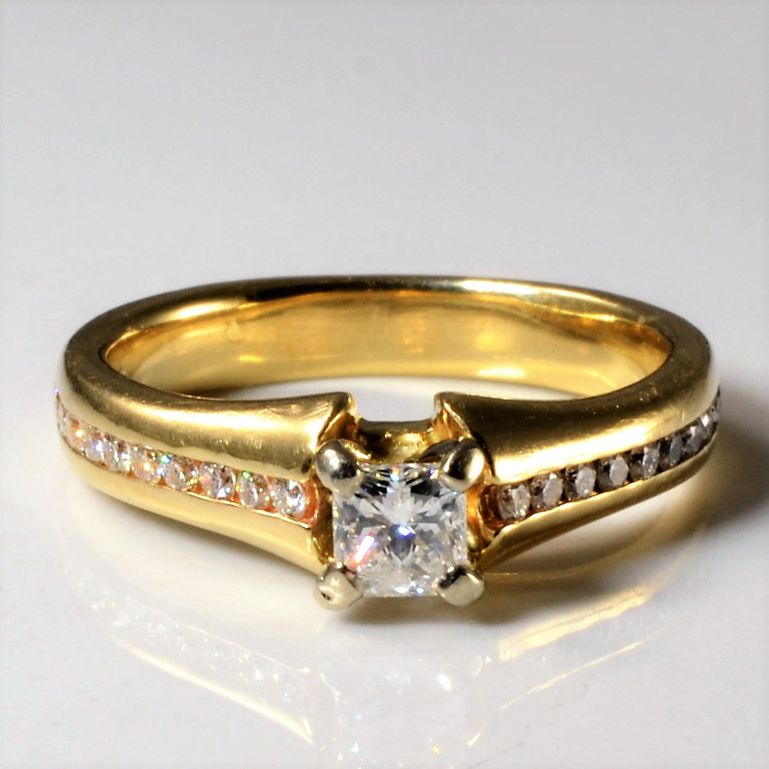 Channel Detailed Princess Diamond Engagement Ring | 0.50ctw | SZ 5.25 |
