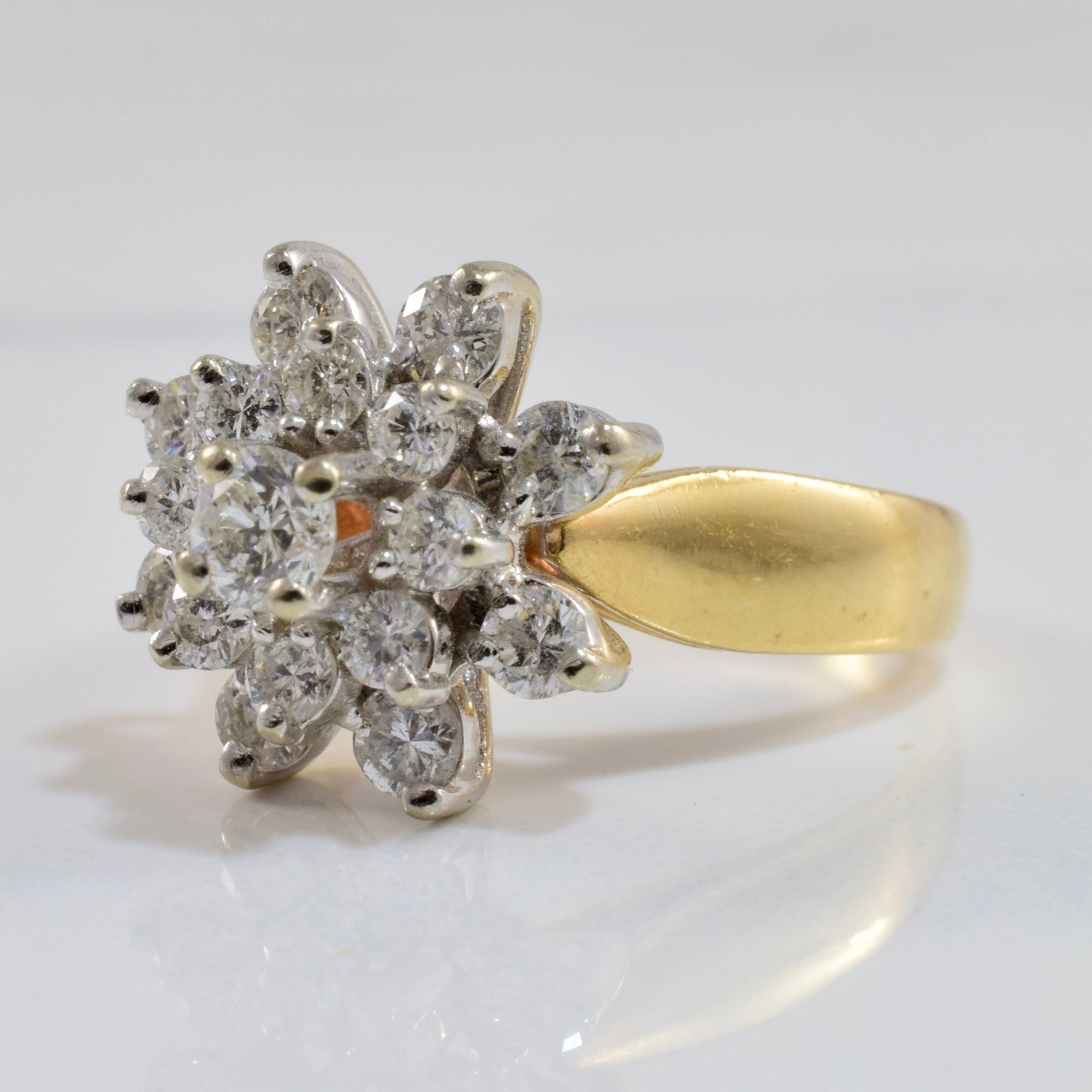 Floral Diamond Cluster Ring | 0.82 ctw SZ 4.5 |