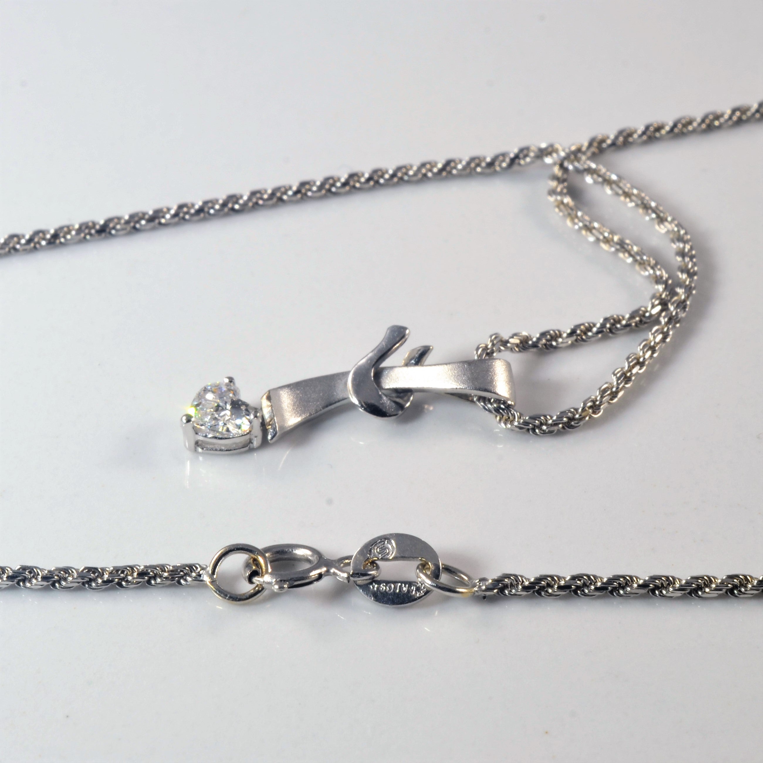 Heart Cut Diamond Drop Necklace | 0.22ct | 16" |