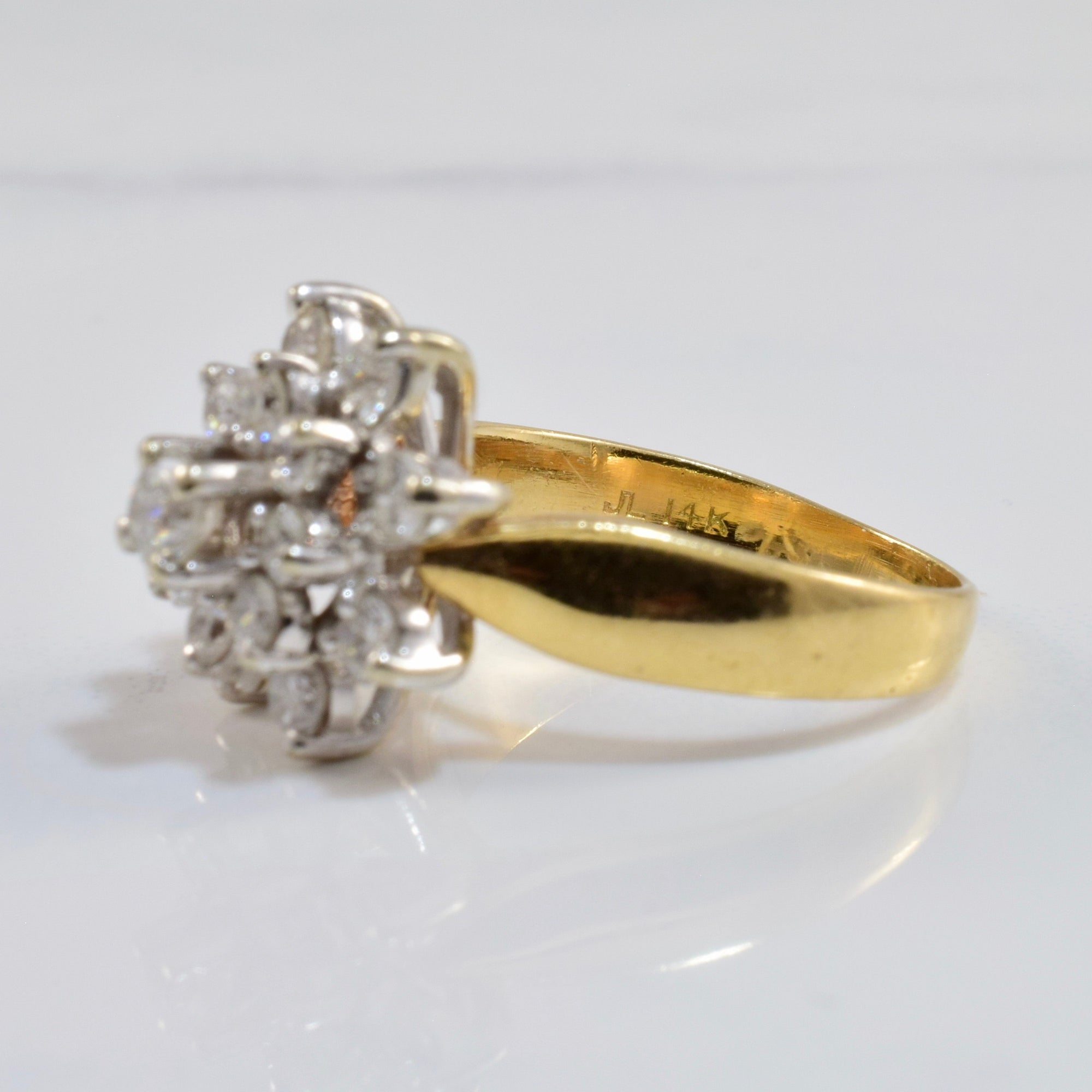 Floral Diamond Cluster Ring | 0.82 ctw SZ 4.5 |