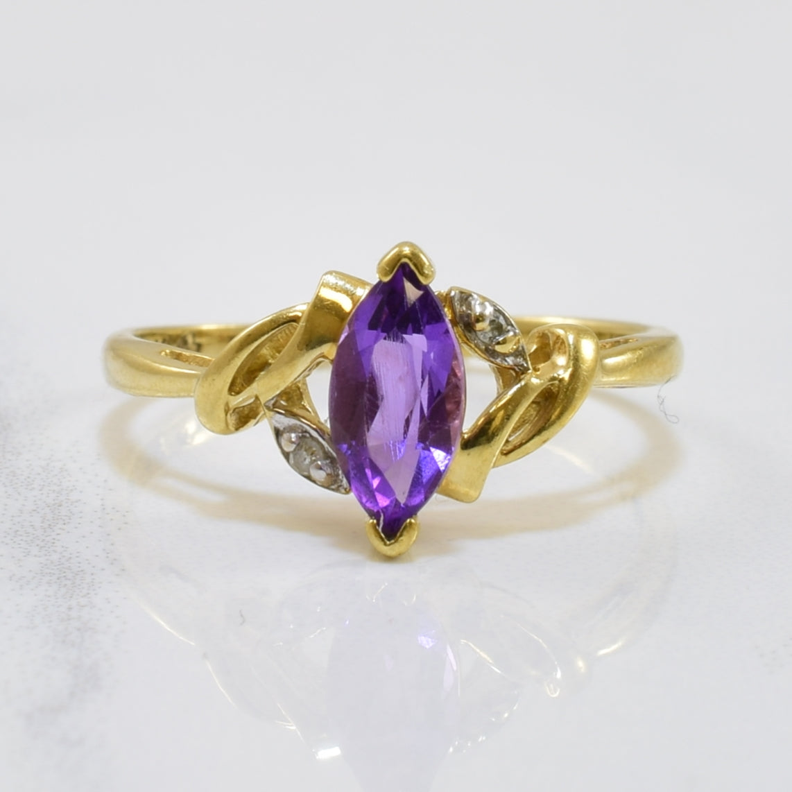 Marquise Amethyst & Diamond Ring | 0.40ct, 0.01ctw | SZ 6 |