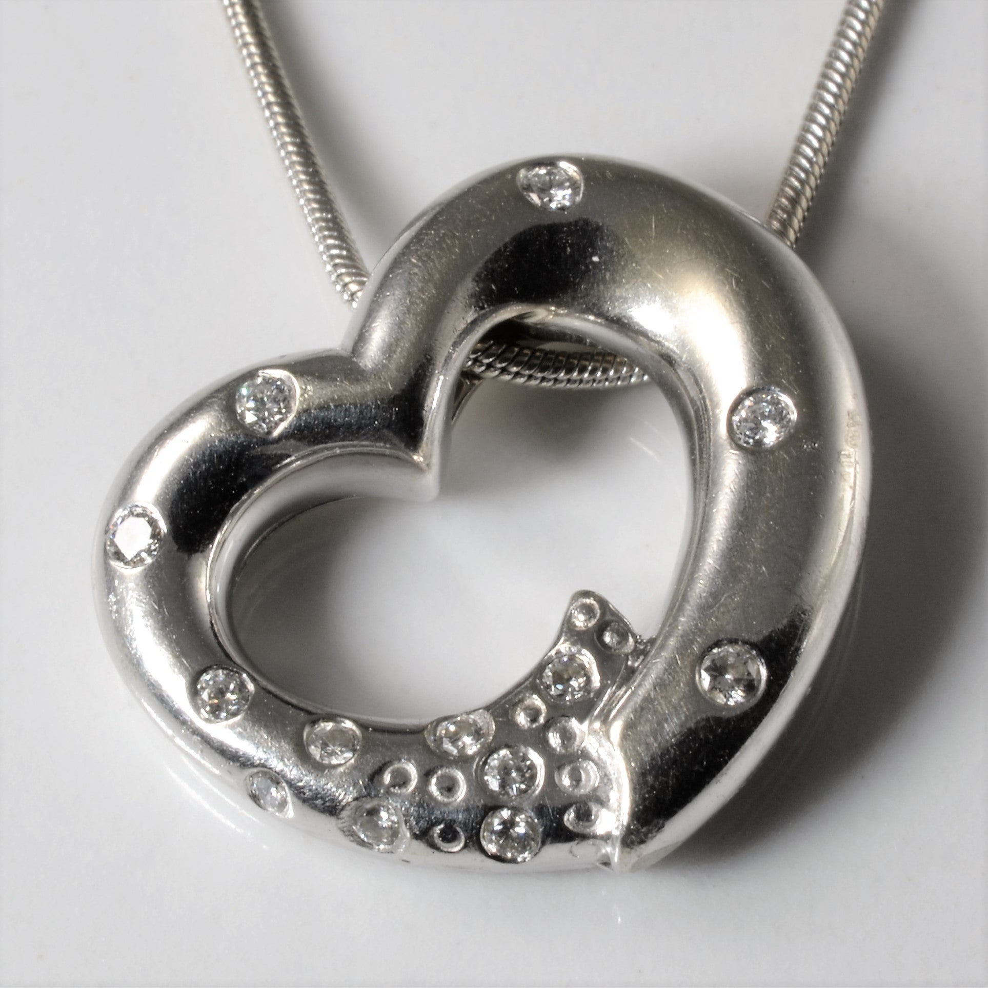 Birks' Flush Set Diamond Heart Necklace | 0.11ctw | 18"|