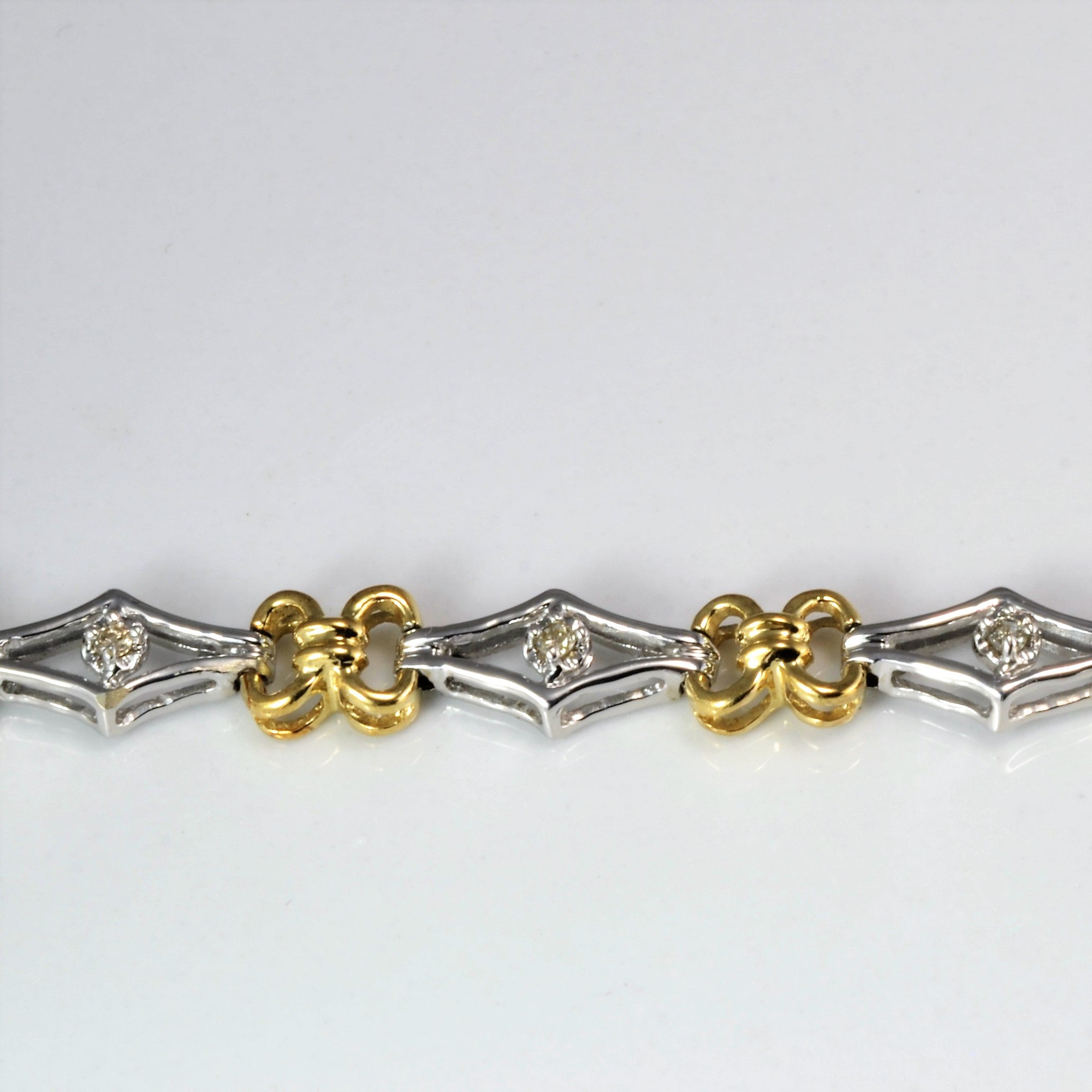 Two Tone Gold Diamond Chain Bracelet | 0.11 ctw, 7''|