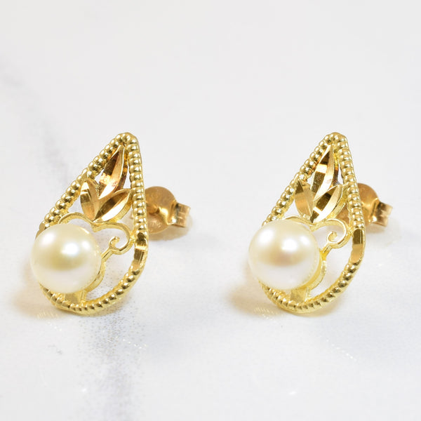 Teardrop Pearl Stud Earrings | 1.75ctw |