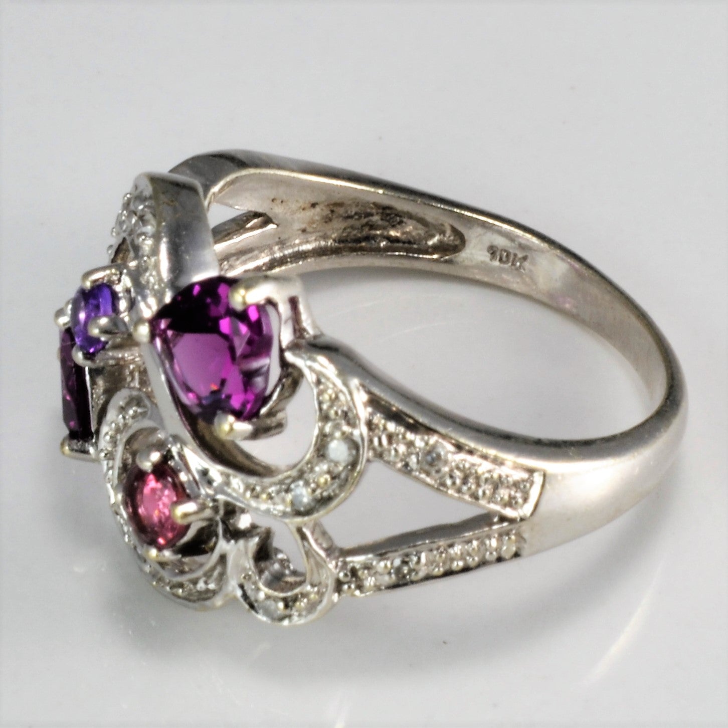 Multi- Gemstones & Diamond Filigree Ring | 0.06 ctw, SZ 6.5 |