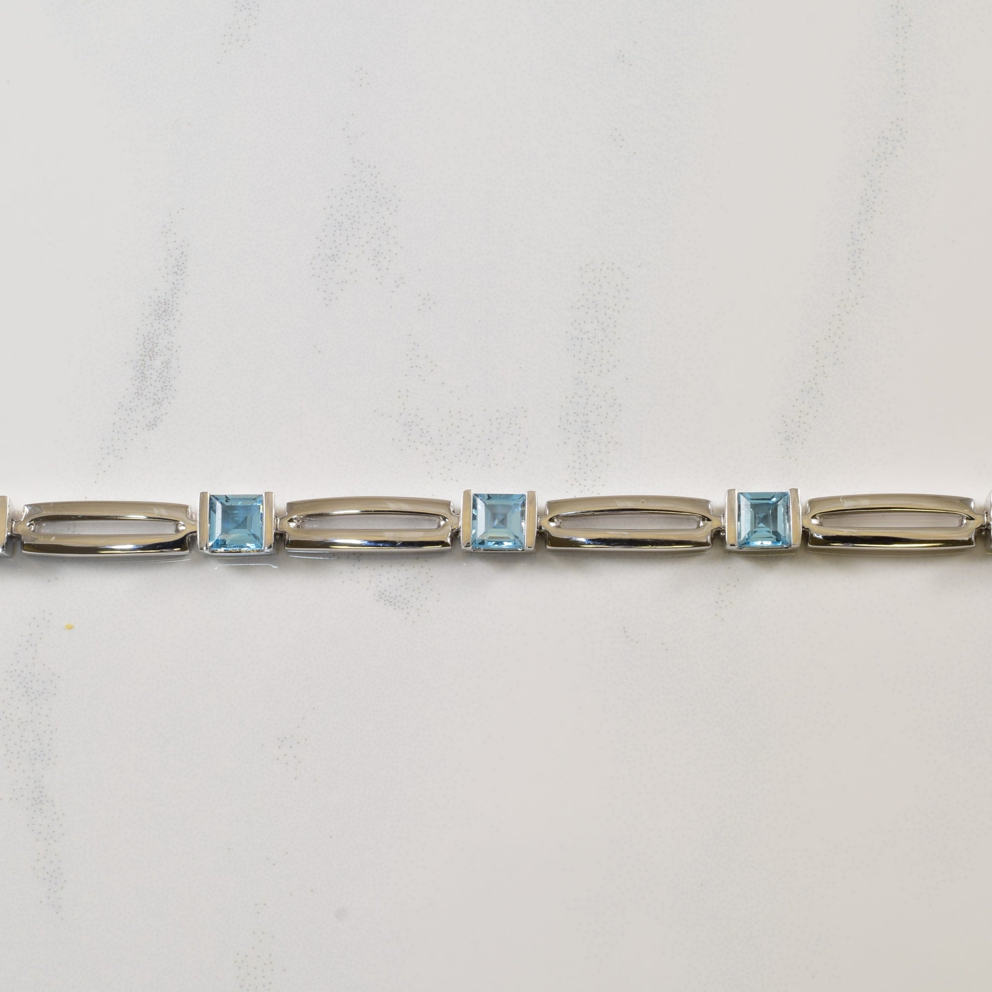 Square Cut Blue Topaz Bracelet | 3.60ctw | SZ 7.75