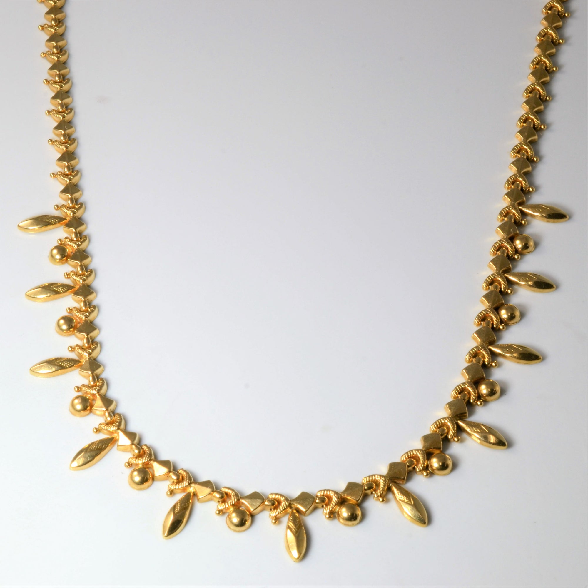 Yellow Gold Drop Bead Necklace | 18