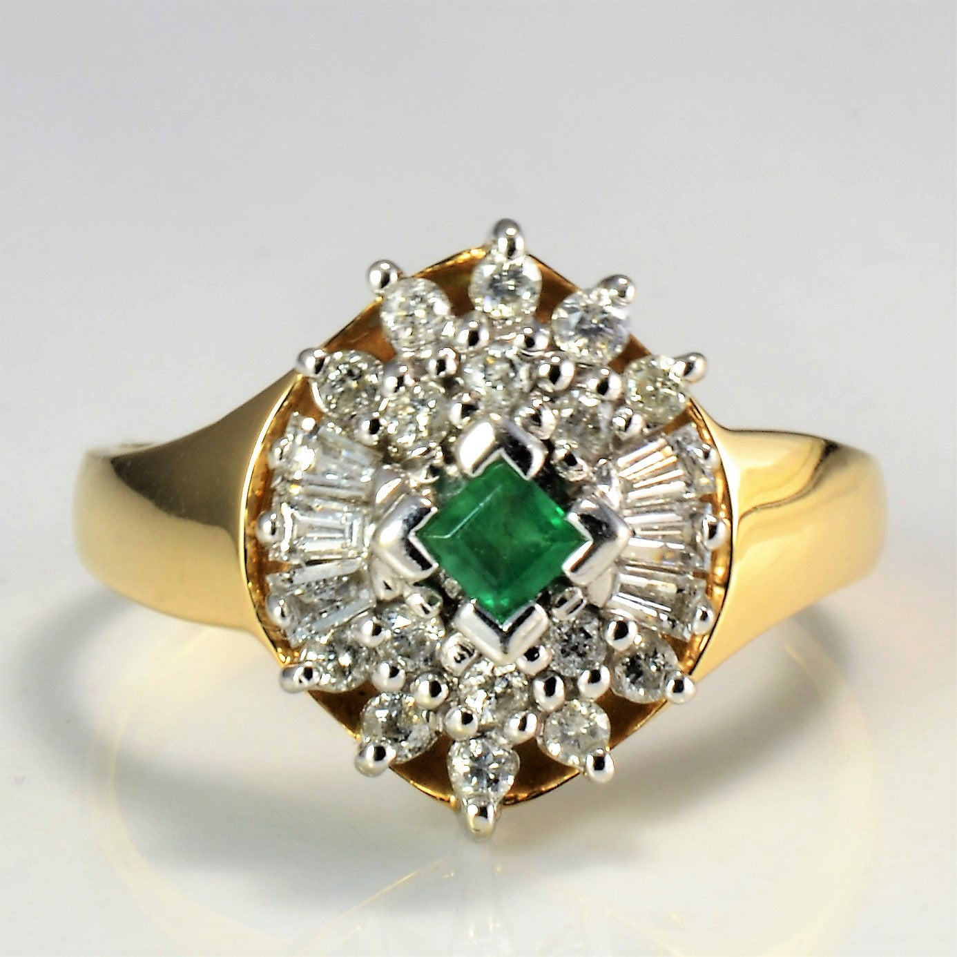 Cluster Set Diamond & Emerald Ring | 0.34 ctw, SZ 8.25 |