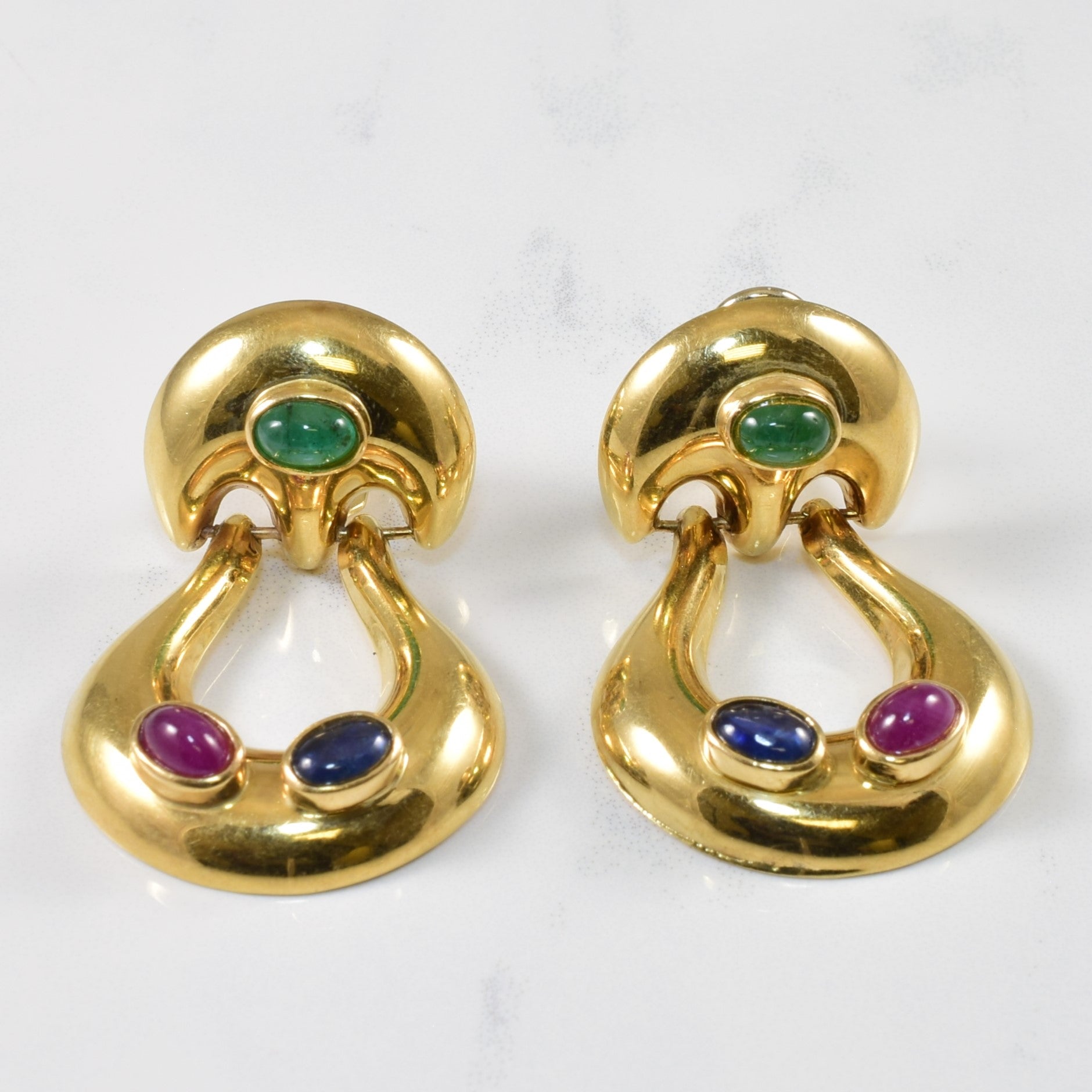 Multi Gem Cabochon Drop Earrings | 3.60ctw |