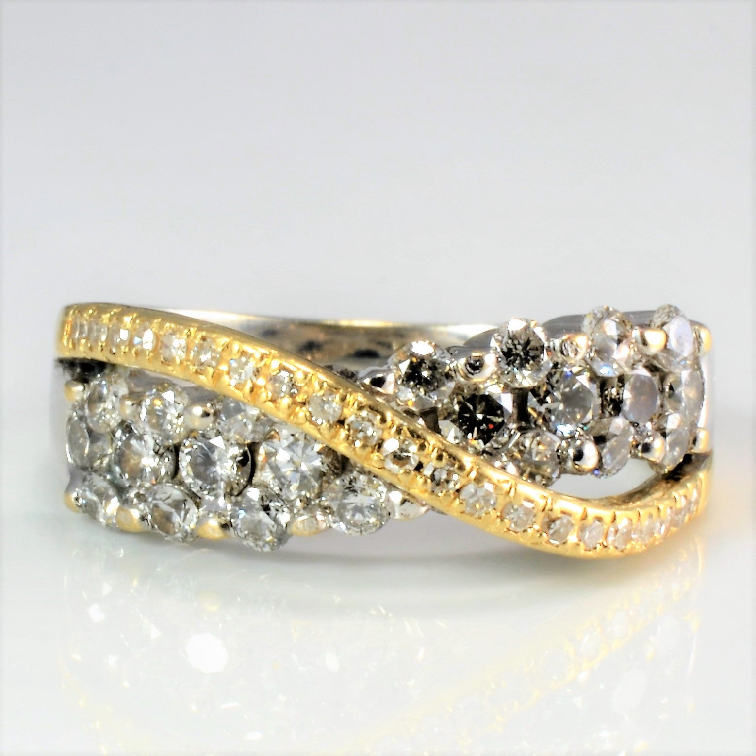 Two Tone Gold Cluster Diamond Ring | 1.00 ctw, SZ 5.5 |