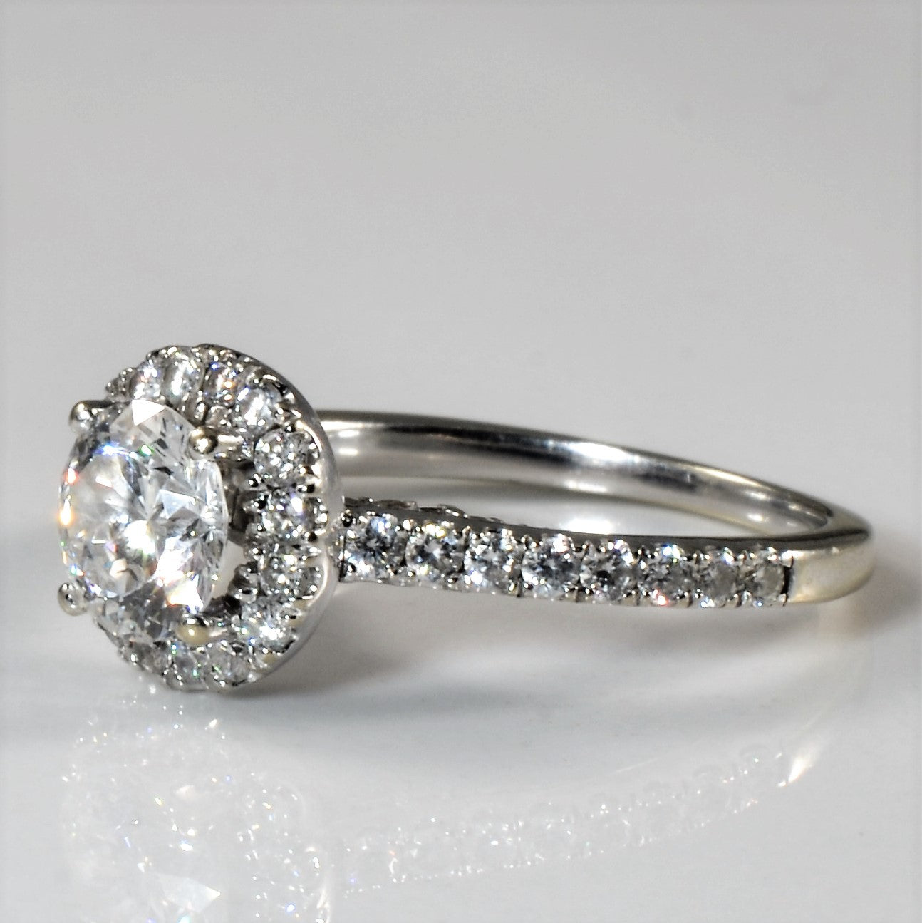 Diamond Gallery Halo Engagement Ring | 1.32ctw | SZ 5.5 |