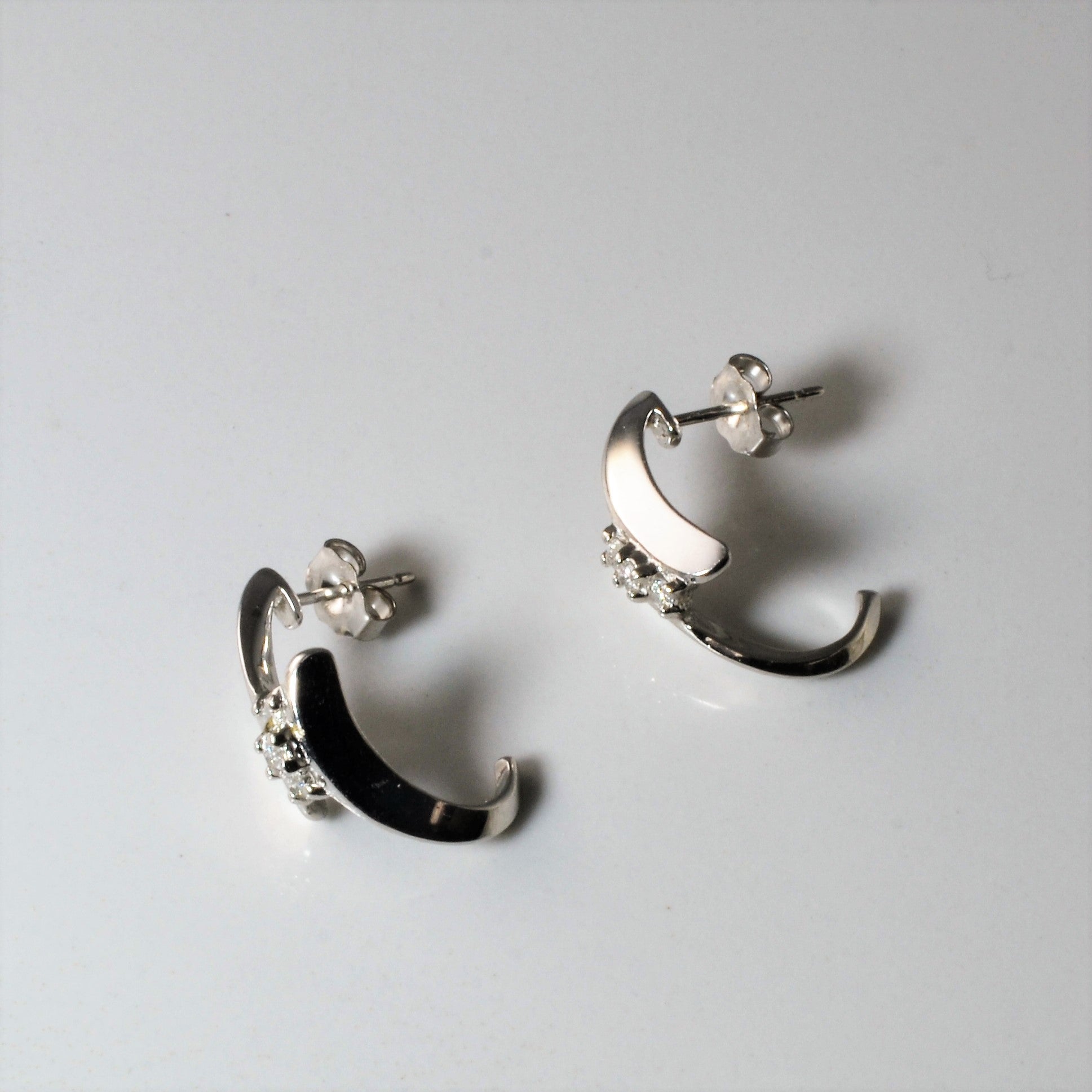 Three Stone Diamond Bypass Earrings | 0.12ctw |