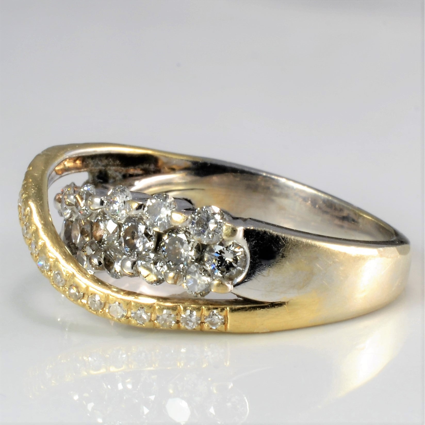 Two Tone Gold Cluster Diamond Ring | 1.00 ctw, SZ 5.5 |