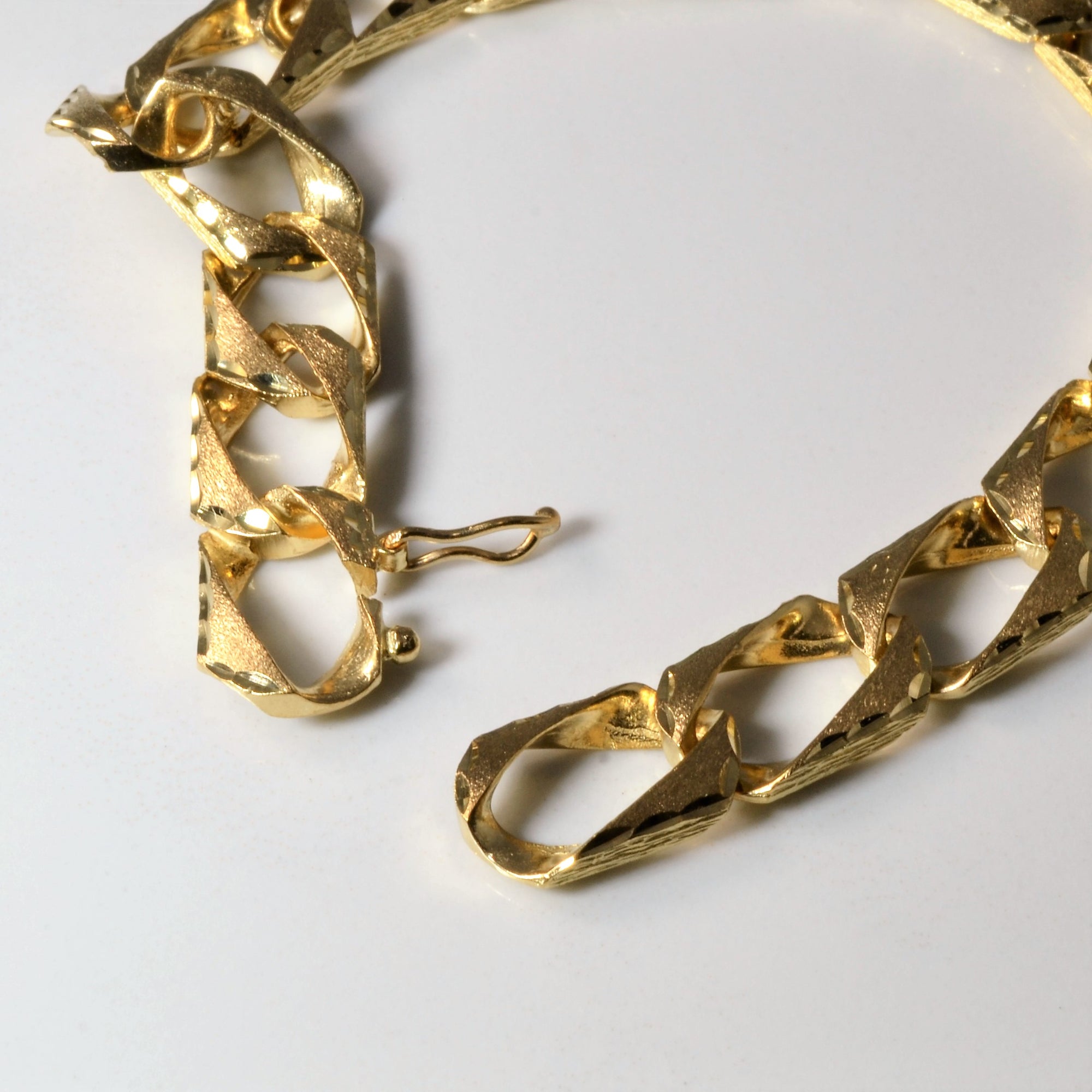 10k Yellow Gold Curb Link Chain Bracelet | 8