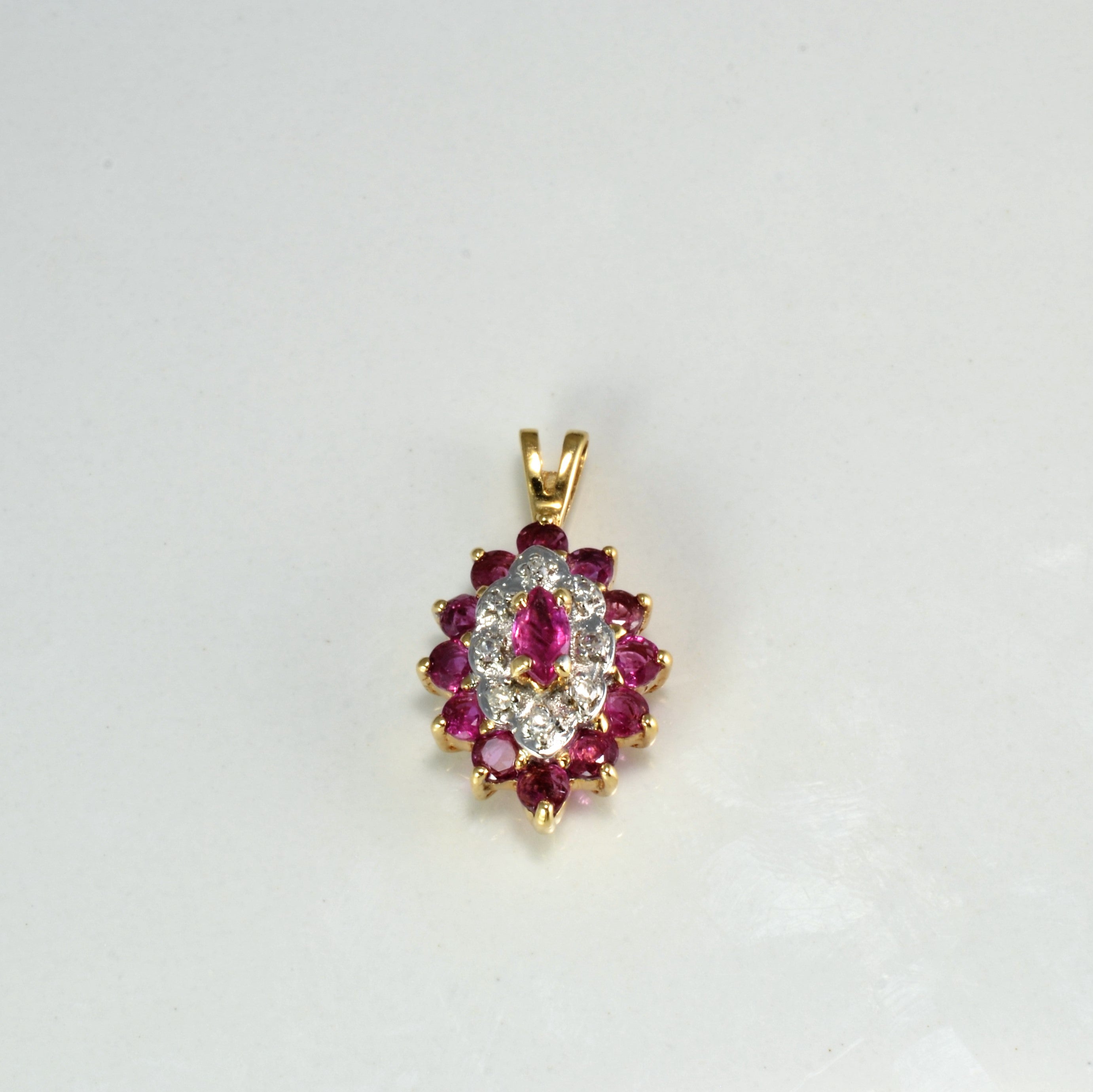 Cluster Diamond & Ruby Pendant | 0.04 ctw |