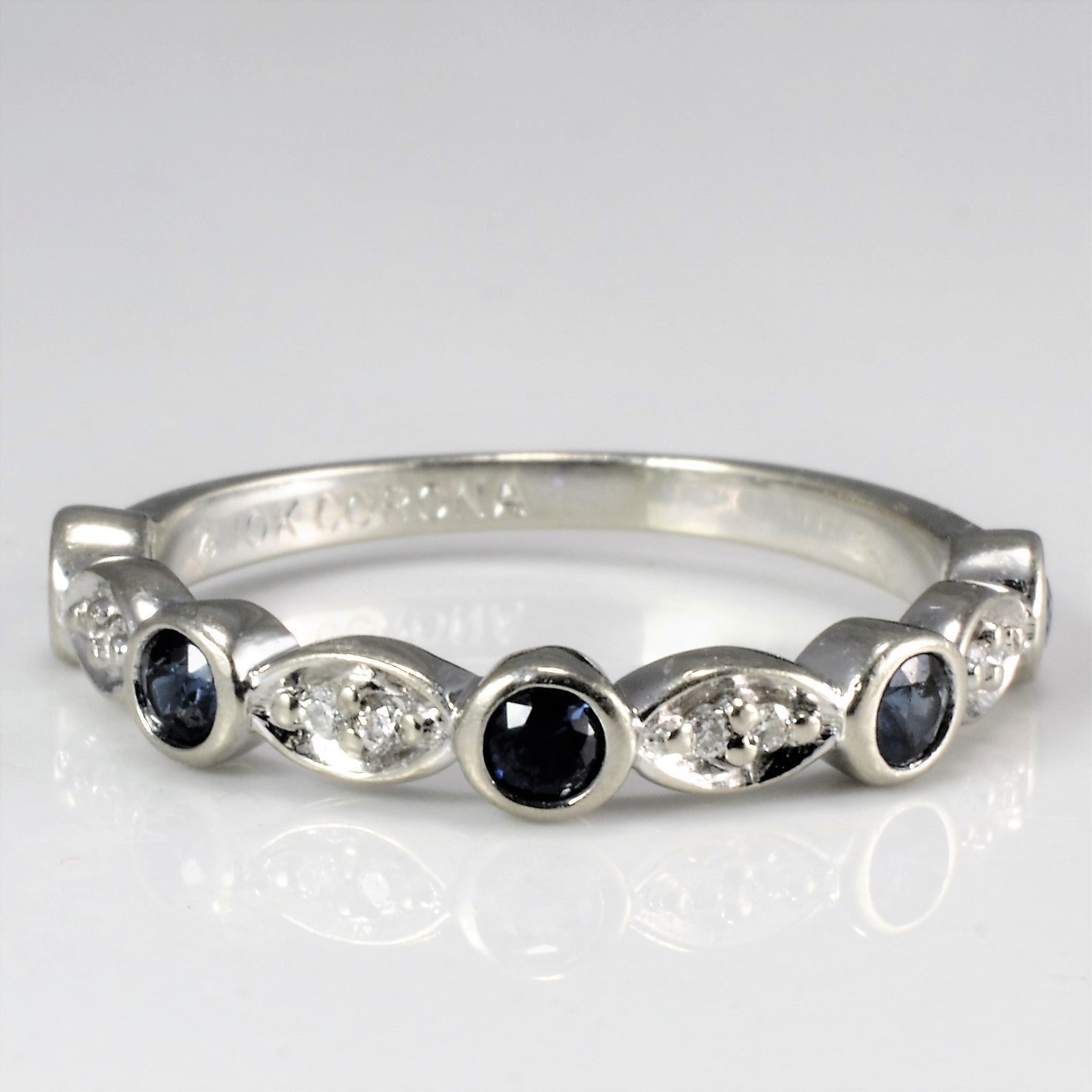 Bezel Set Sapphire & Diamond Ring | 0.04 ctw, SZ 6.25 |