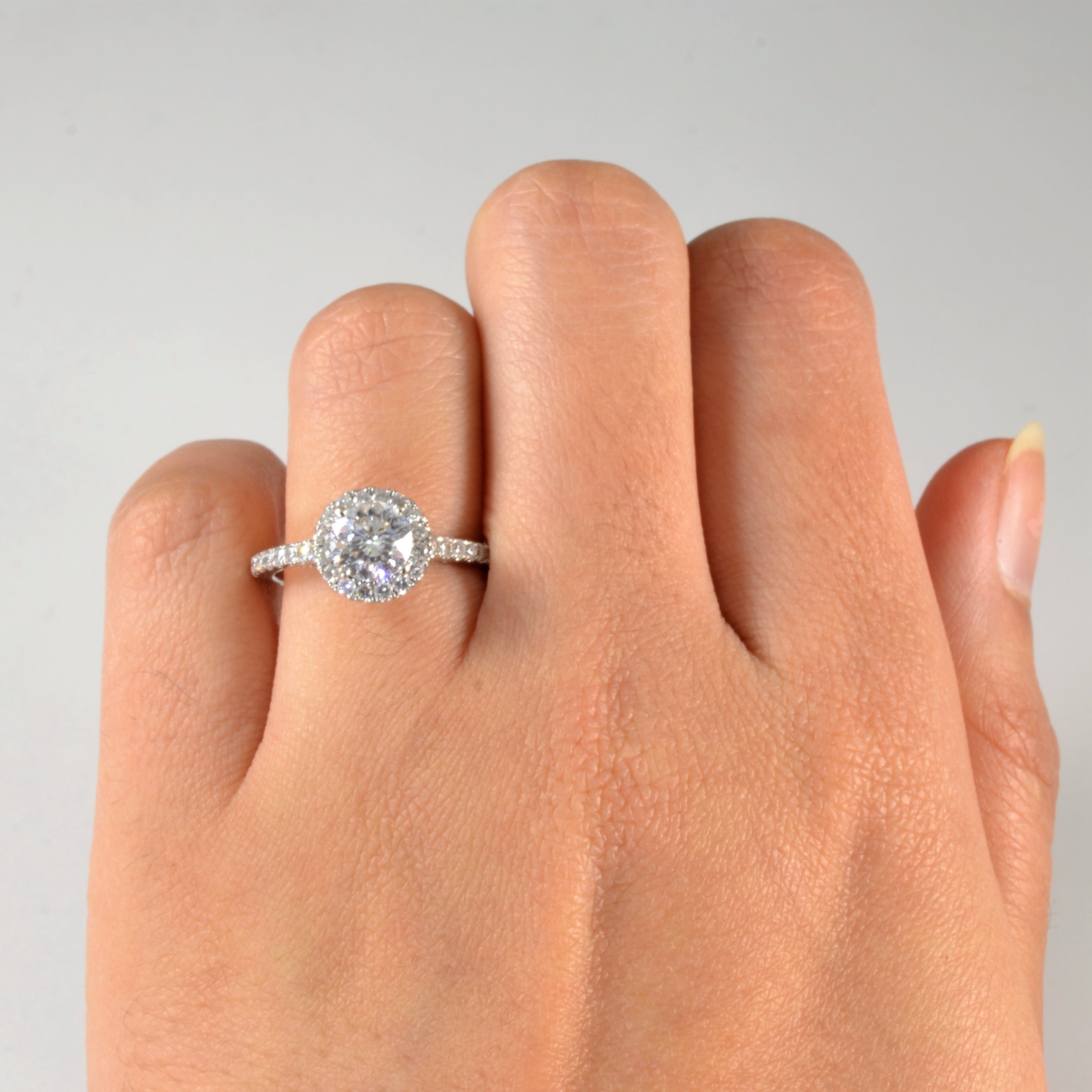 Diamond Gallery Halo Engagement Ring | 1.32ctw | SZ 5.5 |