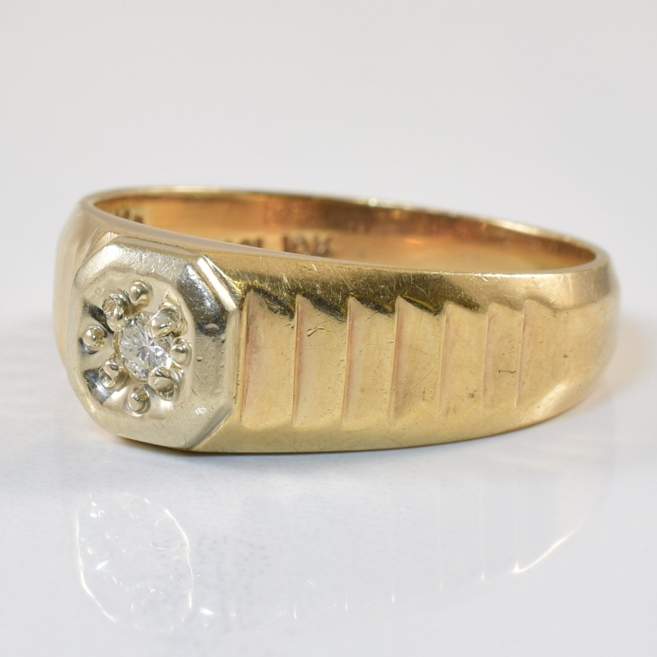 Solitaire Diamond Textured Ring | 0.05ct | SZ 9 |