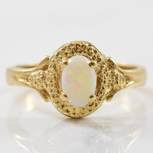 Gold Halo Oval Opal Ring | 0.22ct | SZ 5 |