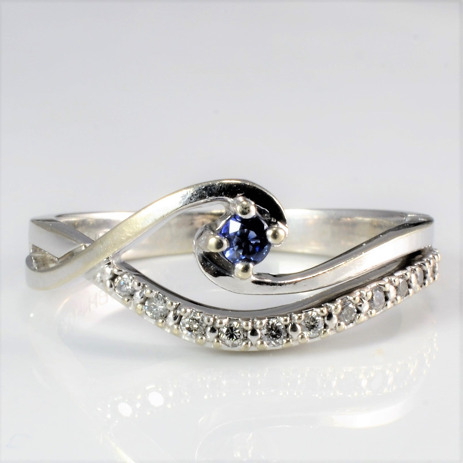 Pave Diamond & Sapphire Bypass Ring | 0.08 ctw, SZ 5.5 |