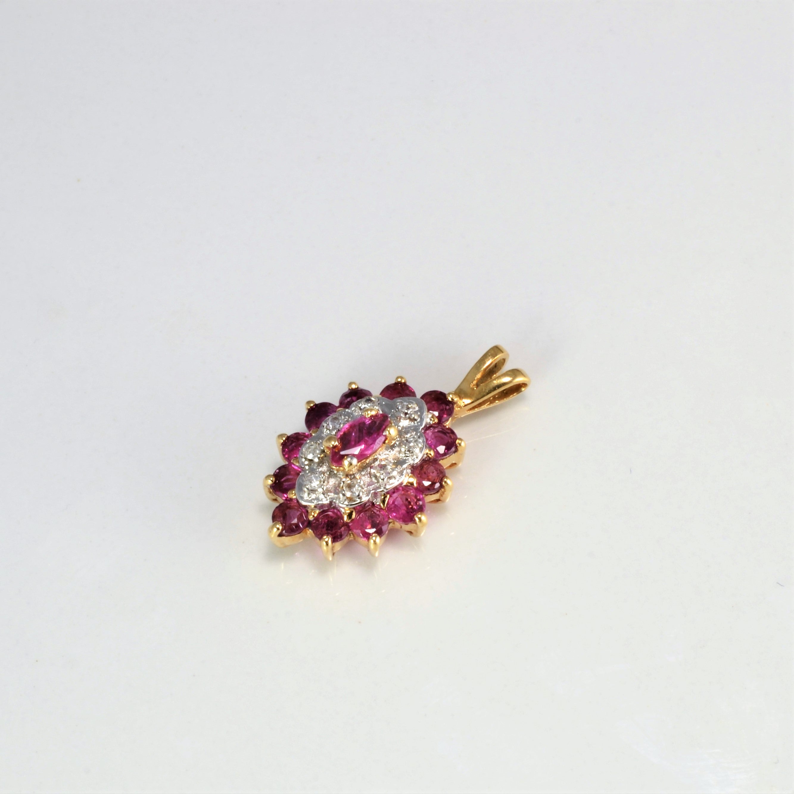 Cluster Diamond & Ruby Pendant | 0.04 ctw |