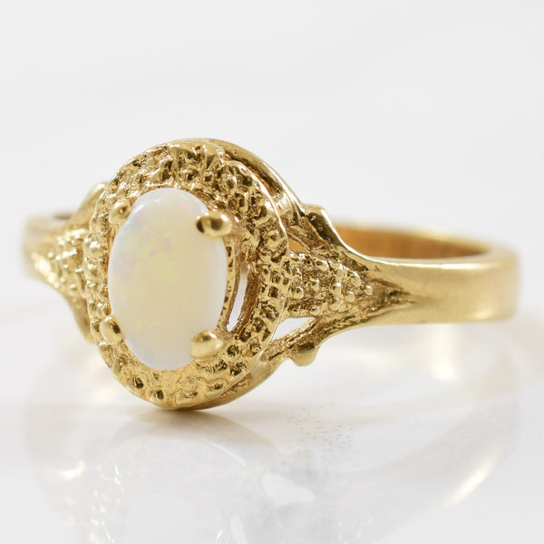 Gold Halo Oval Opal Ring | 0.22ct | SZ 5 |