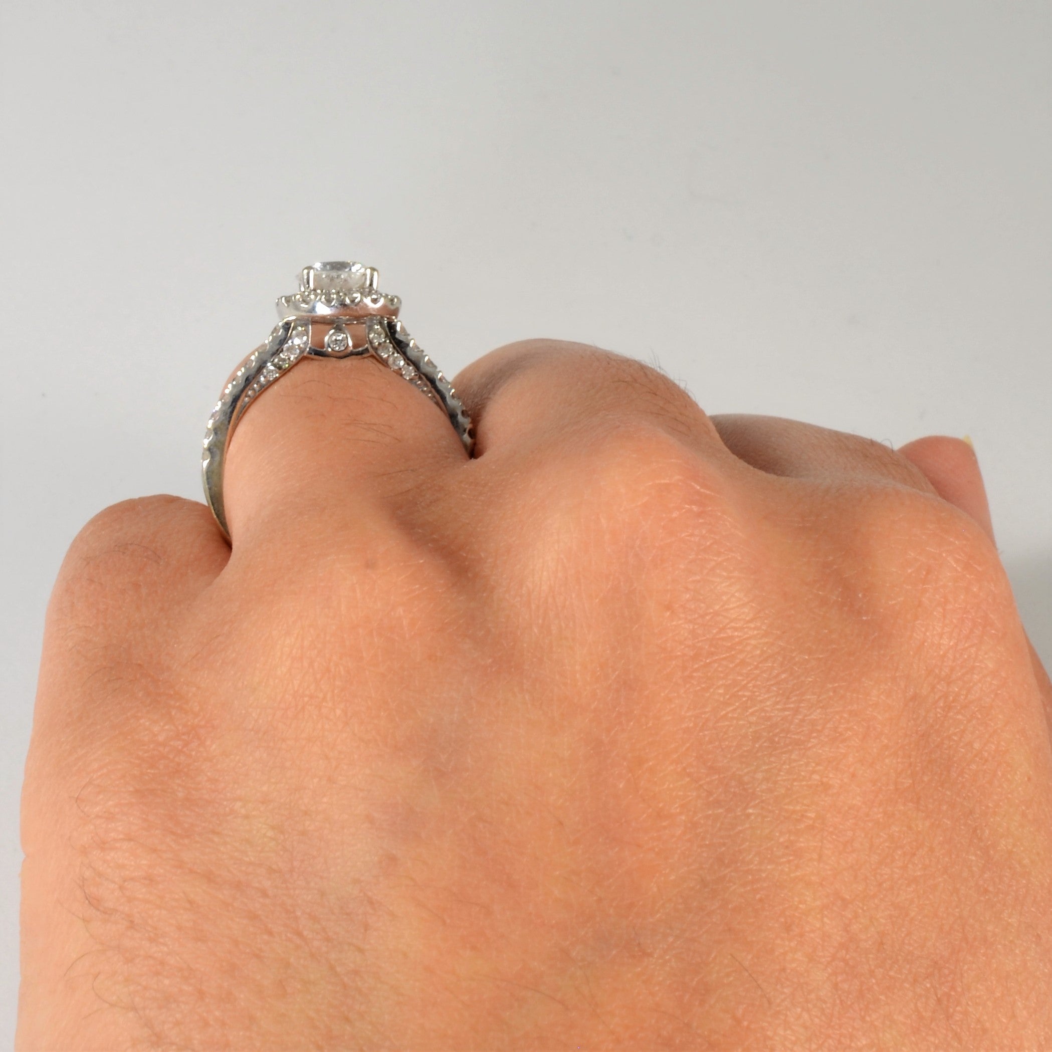 Diamond Gallery Halo Engagement Ring | 1.32ctw | SZ 5.5 |