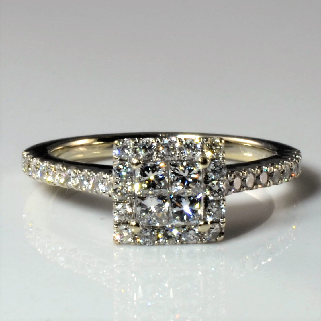 Princess Cluster Halo Engagement Ring | 0.82ctw | SZ 4.5 |