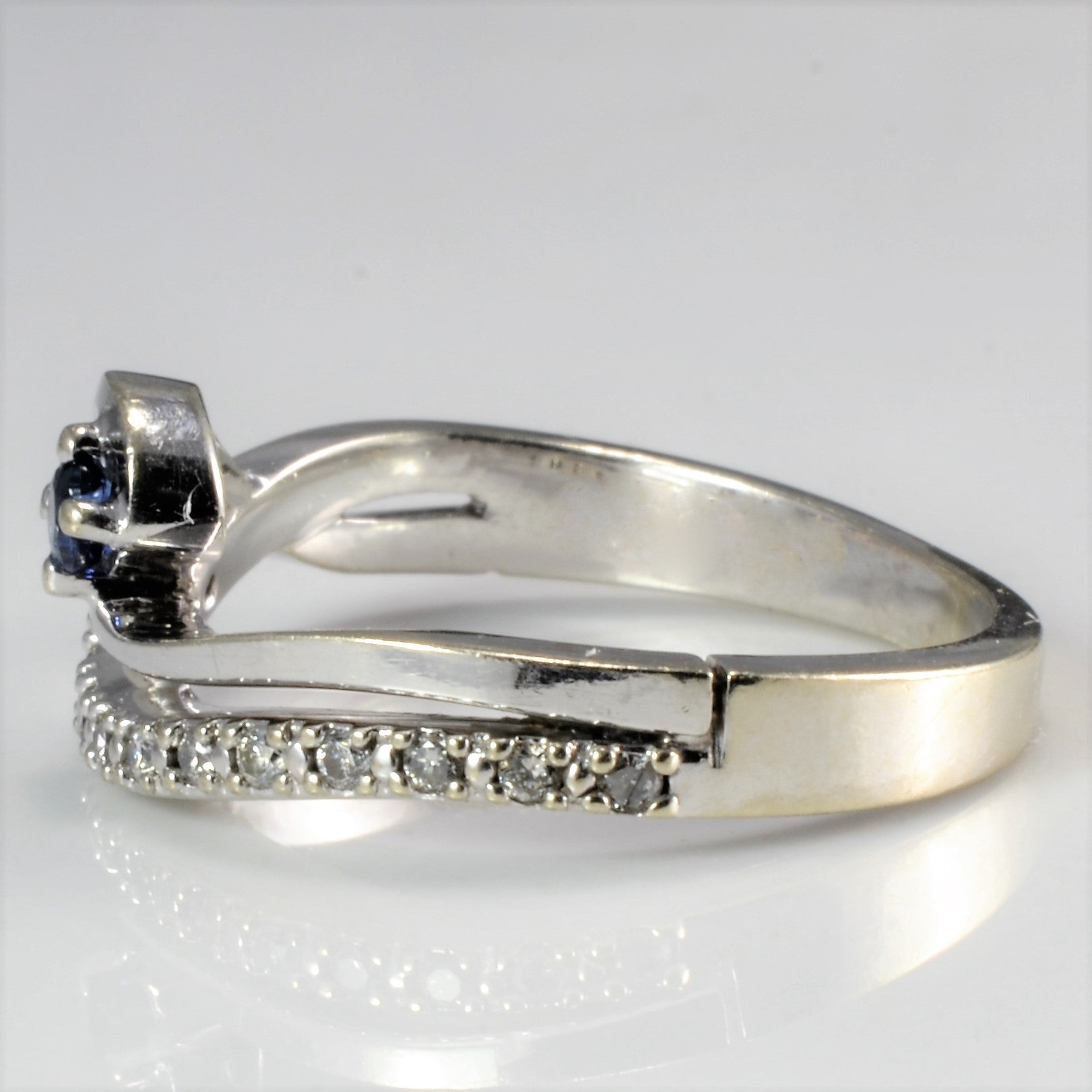 Pave Diamond & Sapphire Bypass Ring | 0.08 ctw, SZ 5.5 |