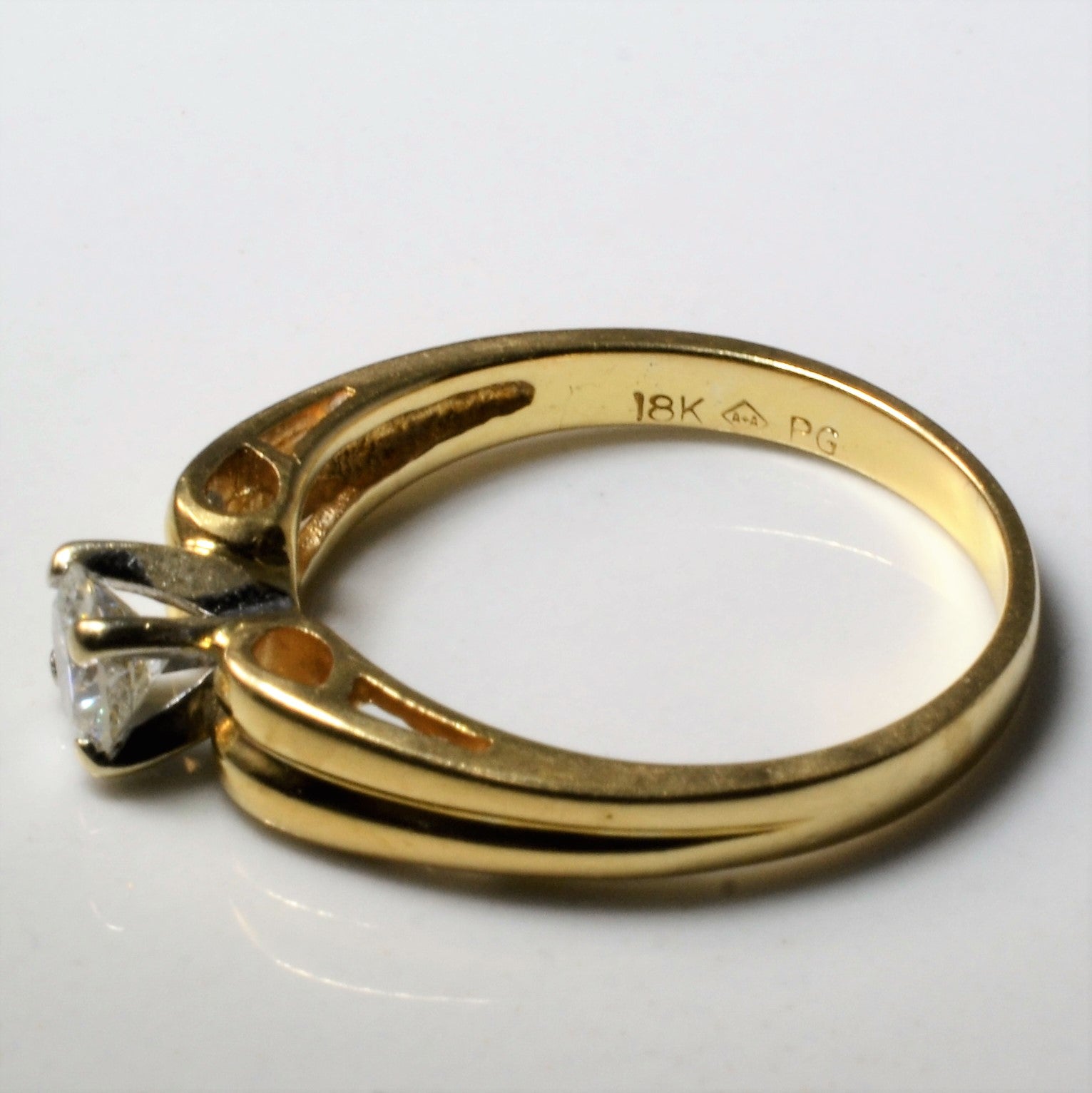 Bague solitaire en or jaune avec diamant | 0,37 ct | Taille 6,5 | 