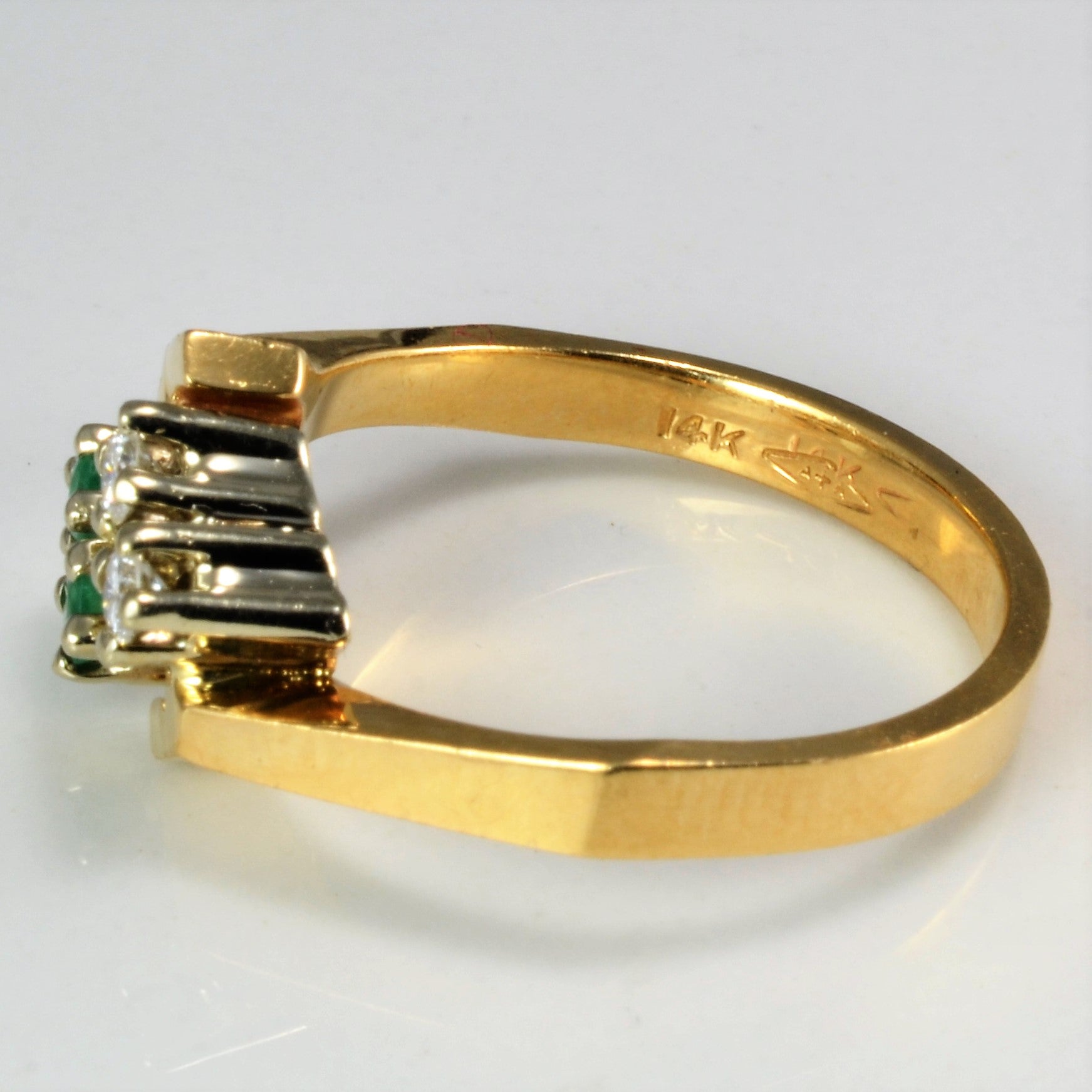 Bypass Diamond & Emerald Ring | 0.08 ctw, SZ 6.75 |