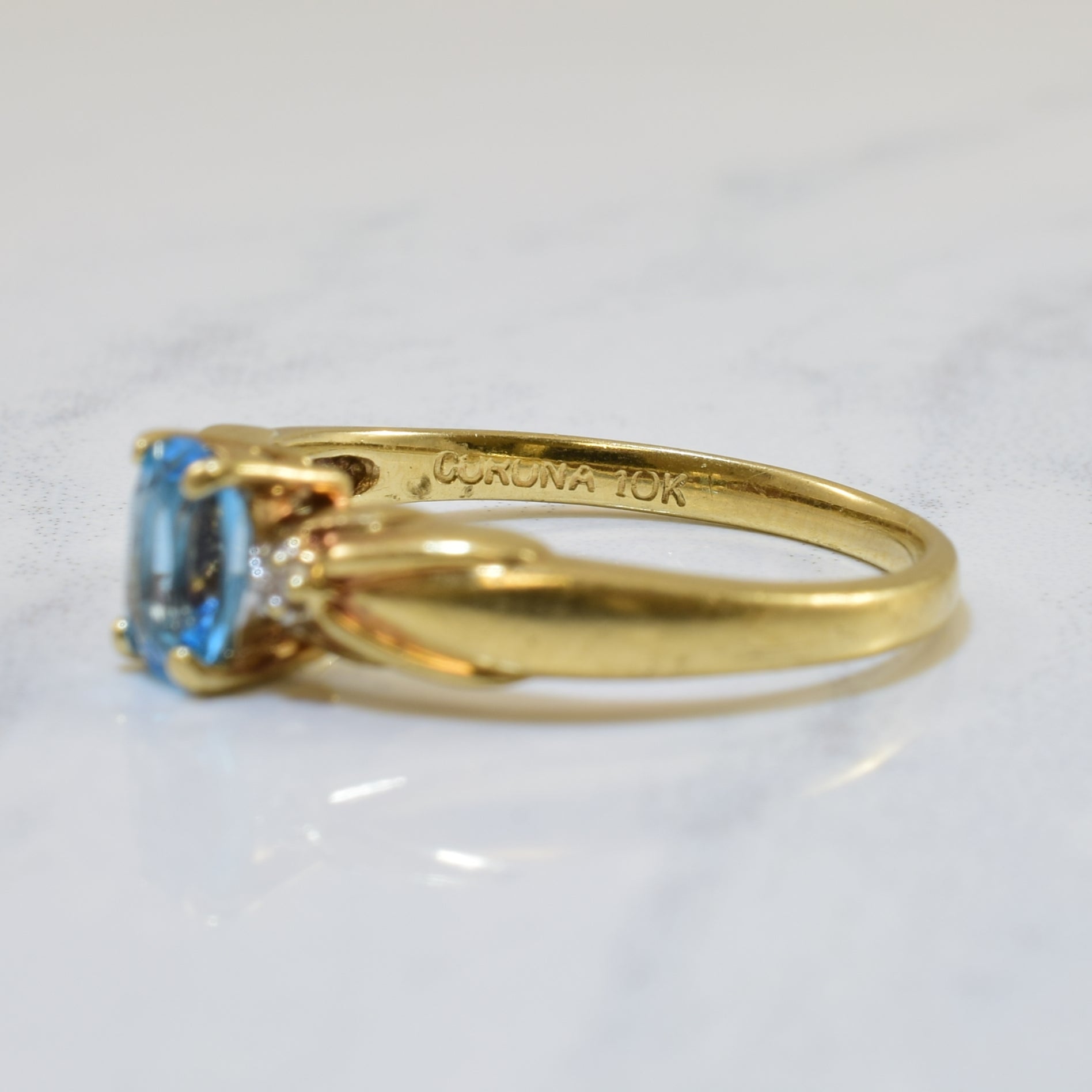 Blue Topaz & Diamond Ring | 0.50ct, 0.01ctw | SZ 6.5 |