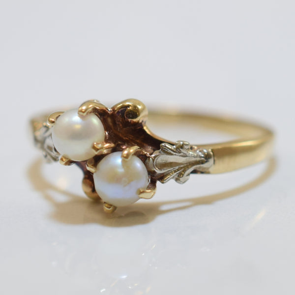 Double Pearl Bypass Ring | 0.90ct | SZ 7.75 |