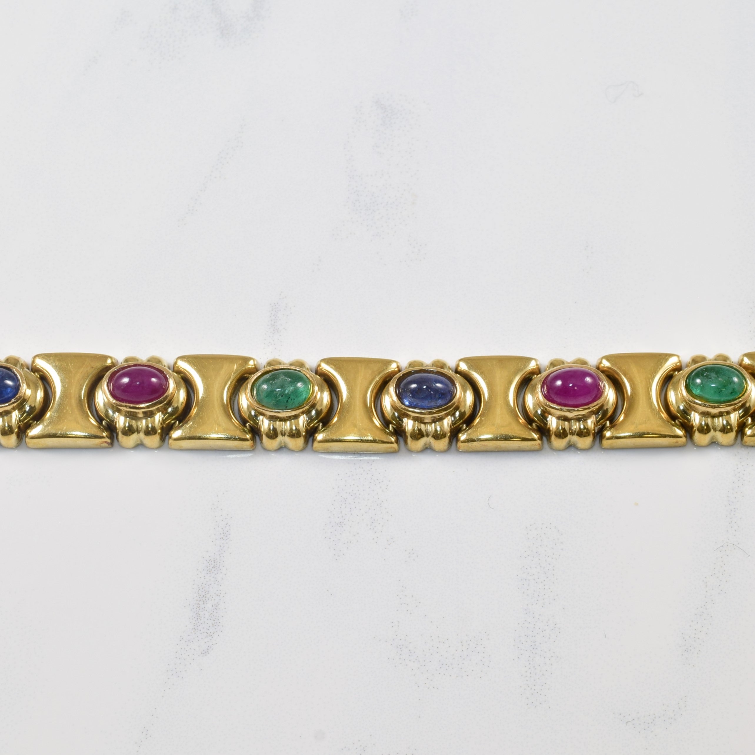 Multi Gem Cabochon Bracelet | 5.00ctw | SZ 7.5" |