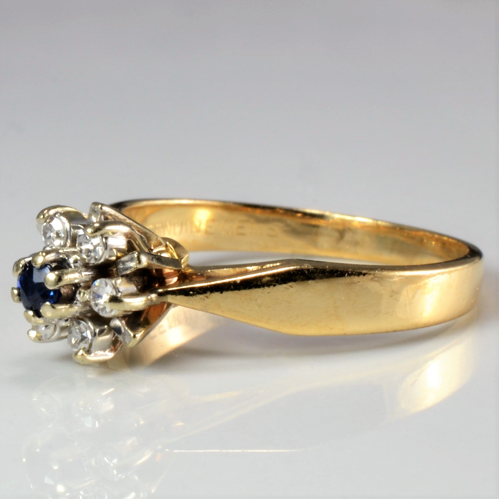 Flower Diamond & Sapphire High Set Ring | 0.06 ctw, SZ 4.5 |