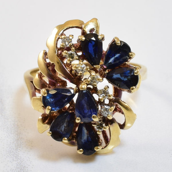 Blue Sapphire & Diamond Cocktail Ring | 1.75ctw, 0.07ctw | SZ 6.5 |