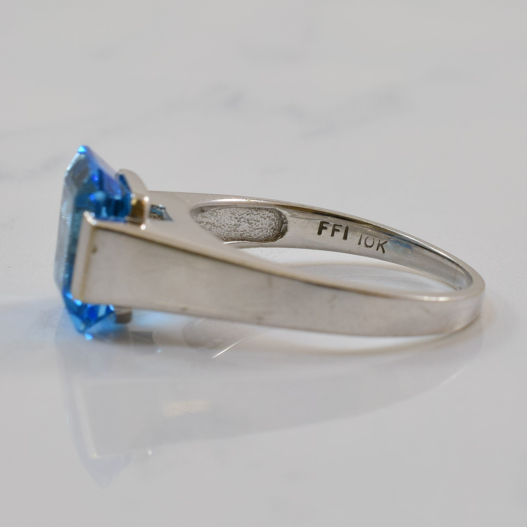 Emerald Cut Blue Topaz Solitaire Ring | 3.70ct | SZ 7 |