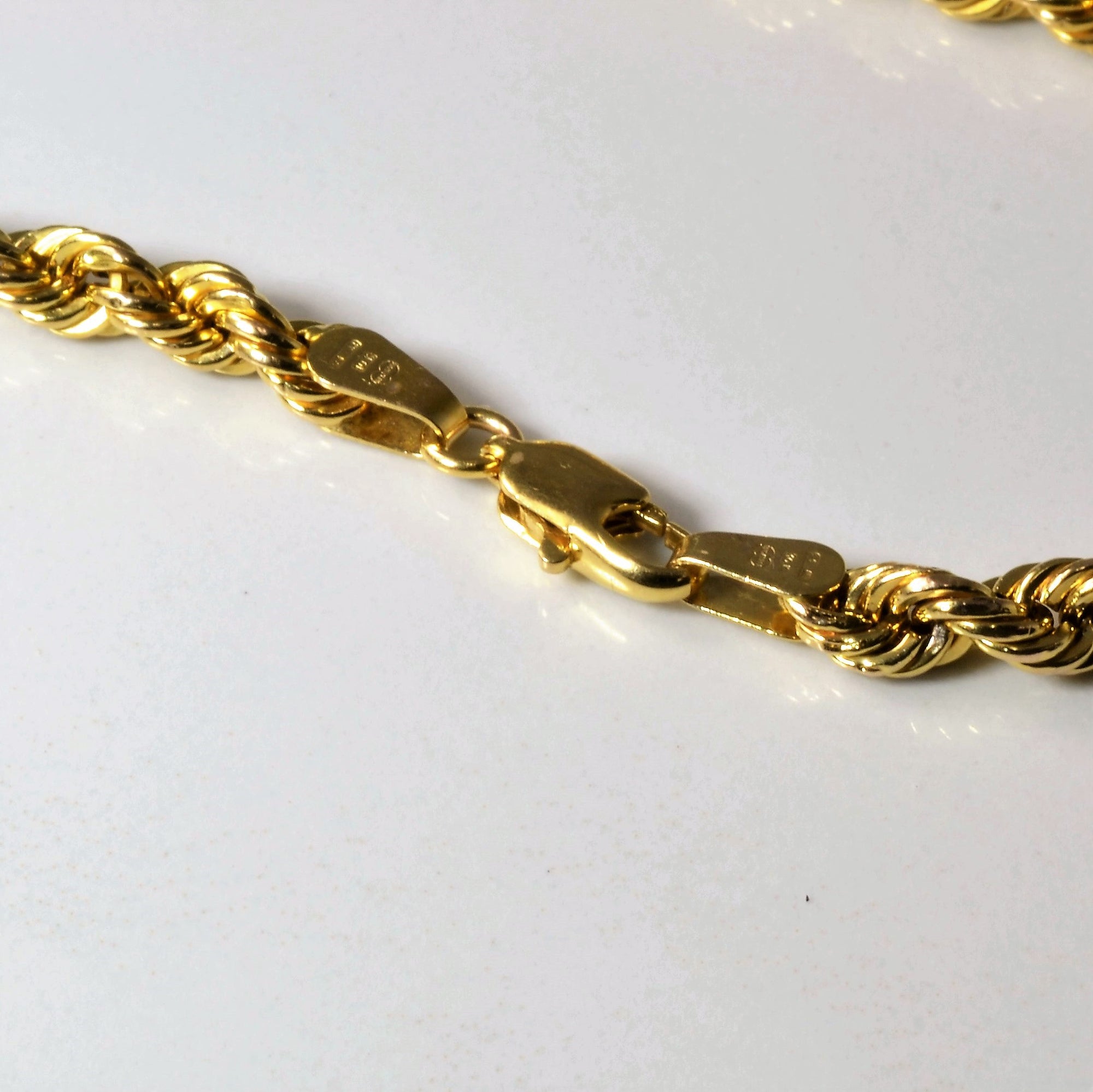 Yellow Gold Rope Chain Bracelet | 9