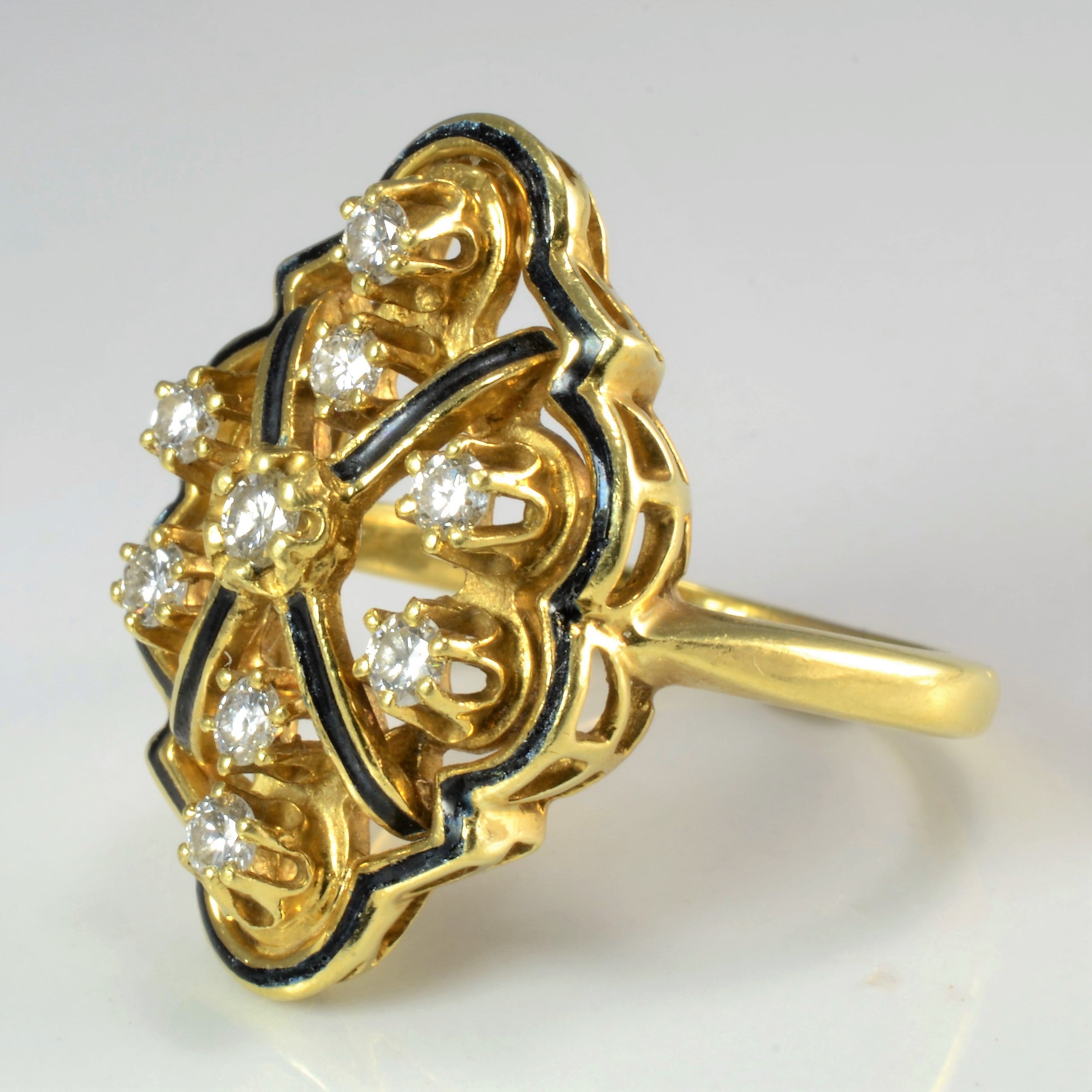 Marquise Shape Textured Diamond Vintage Ring | 0.39 ctw, SZ 7.5 |