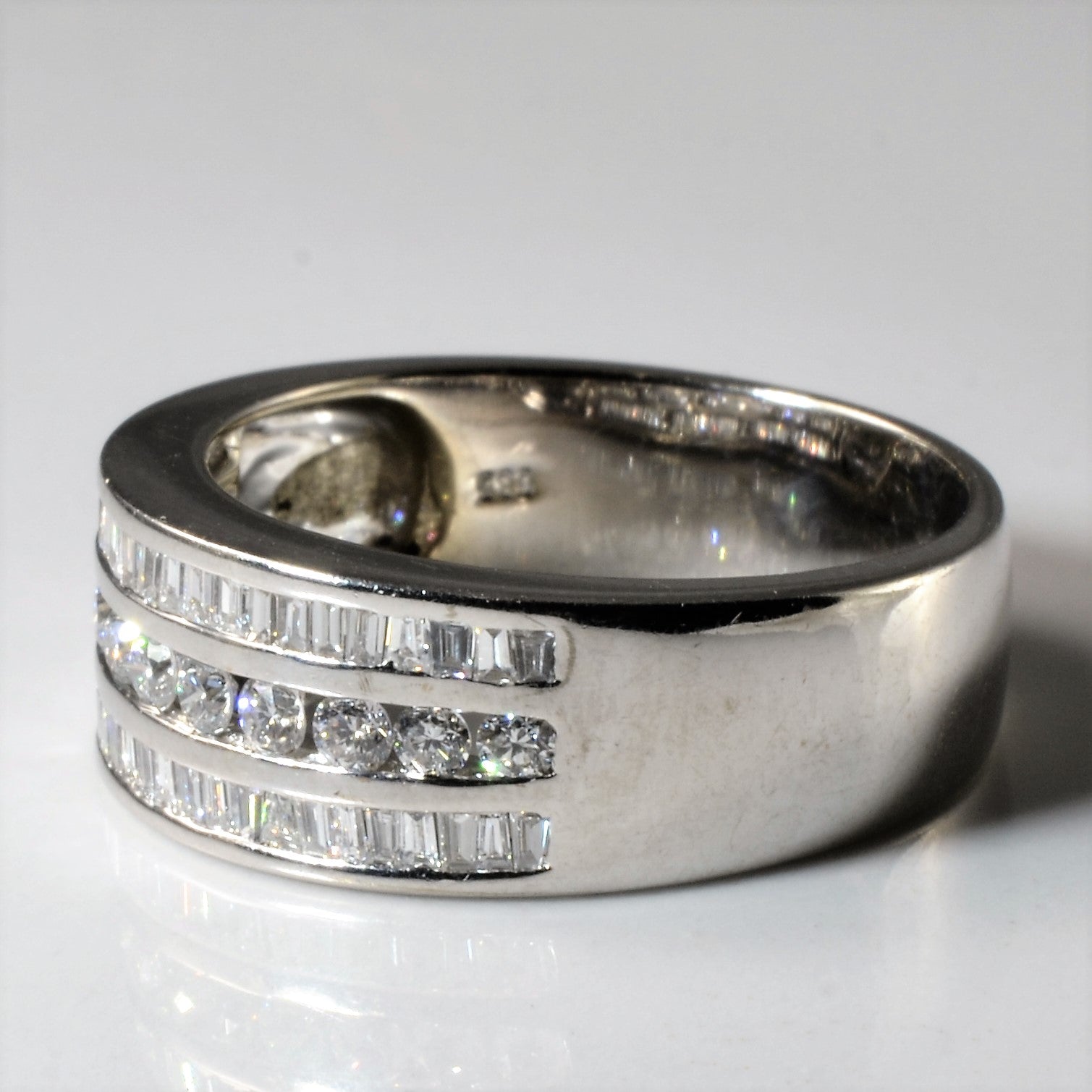 Triple Row Mixed Cut Diamond Channel Band | 0.87ctw | SZ 8 |