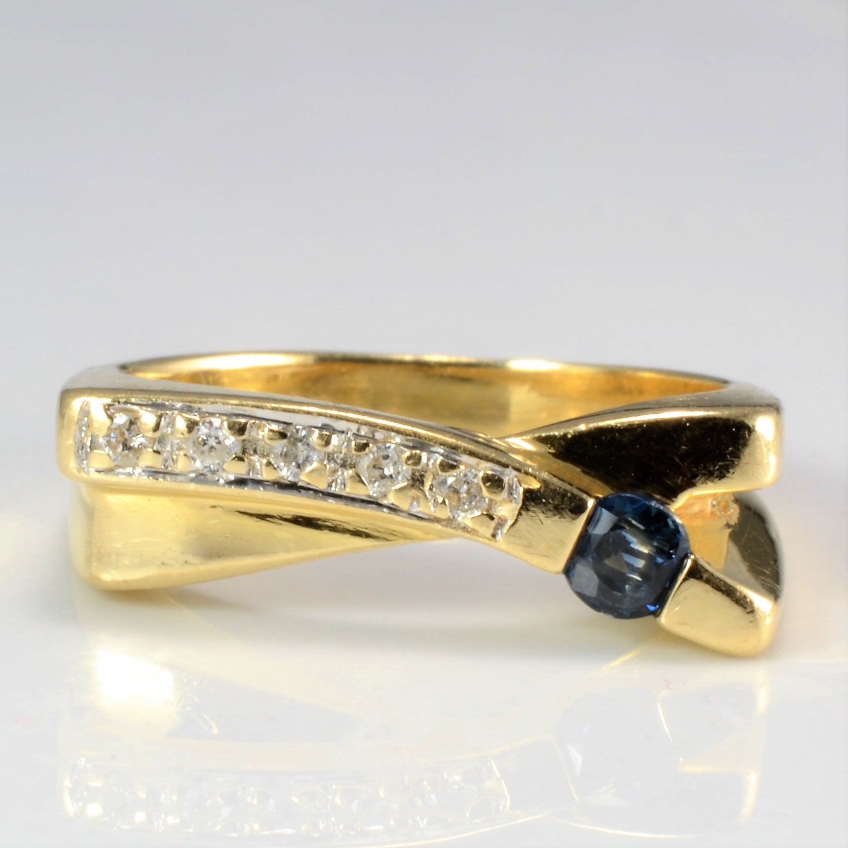 Crossover Sapphire & Diamond Ring | 0.05 ctw, SZ 6.5 |