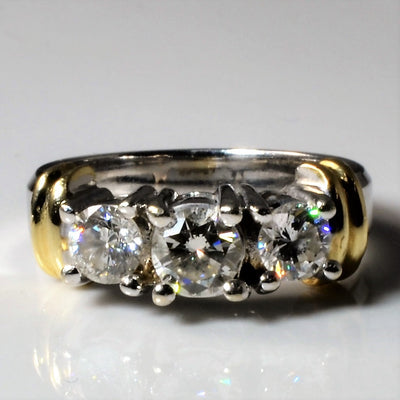 Two Tone Three Stone Diamond Ring | 0.86ctw | SZ 4.5 |