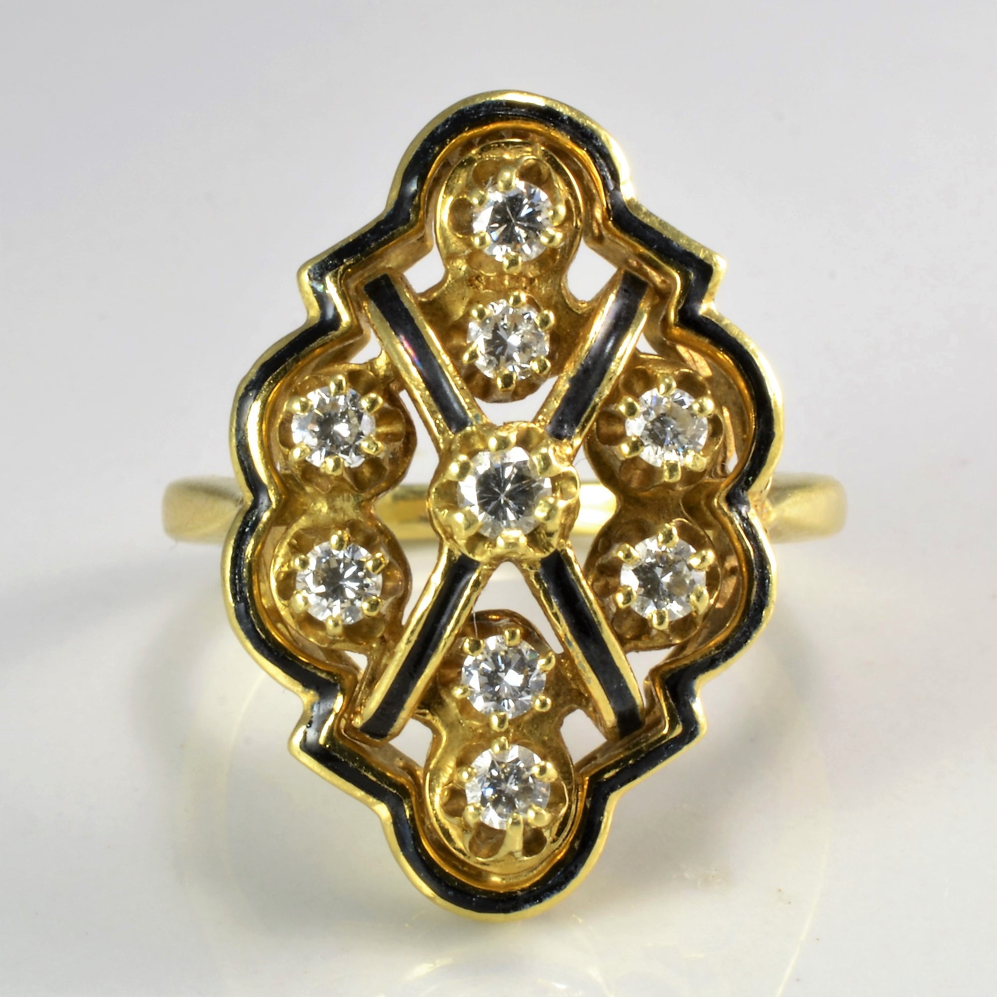 Marquise Shape Textured Diamond Vintage Ring | 0.39 ctw, SZ 7.5 |