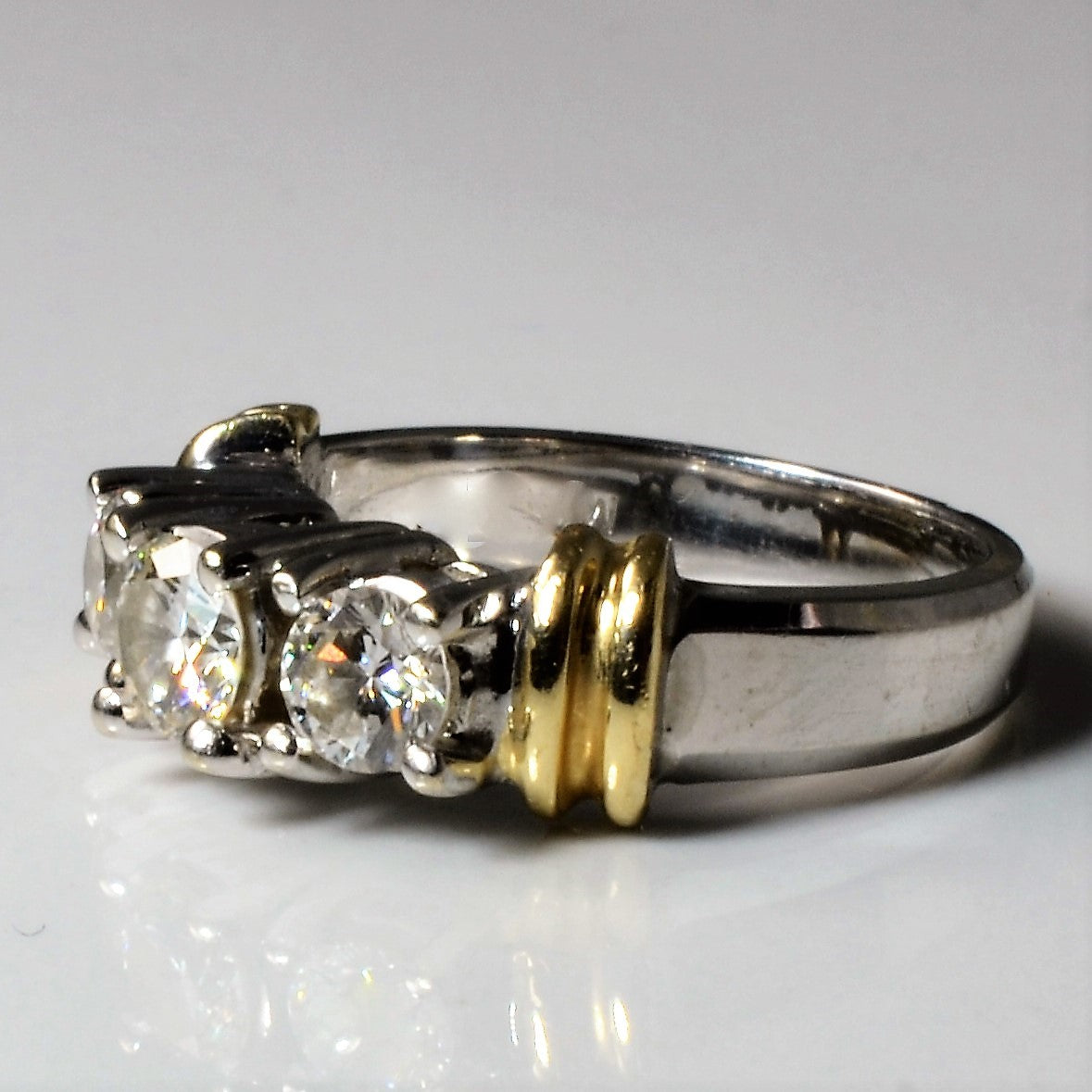 Two Tone Three Stone Diamond Ring | 0.86ctw | SZ 4.5 |