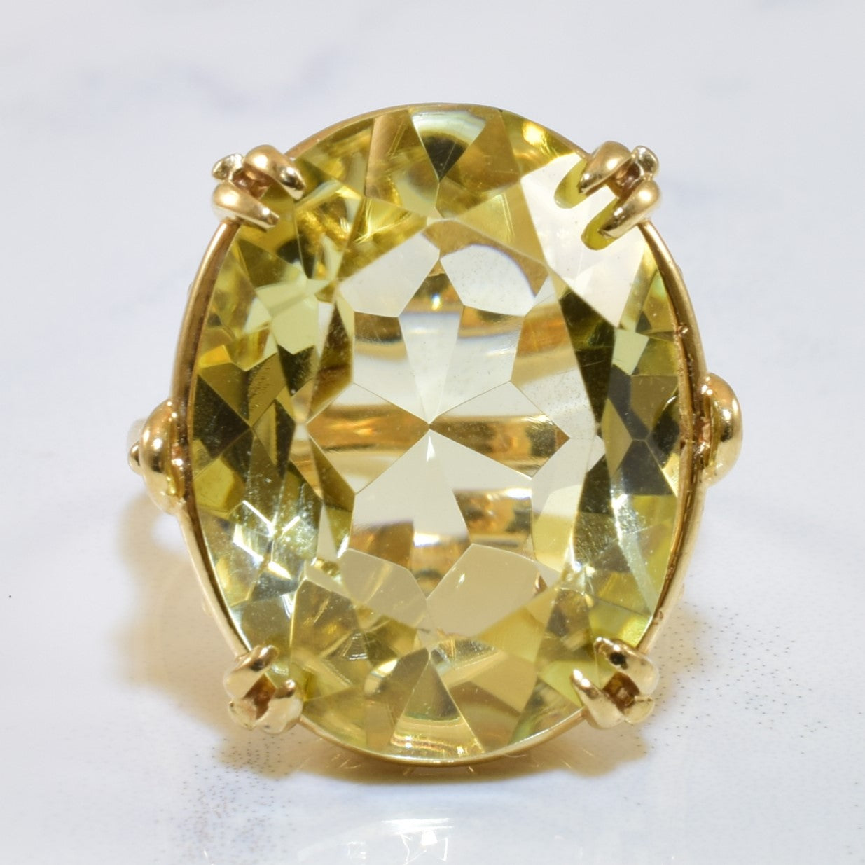 Oval Cut Citrine Cocktail Ring | 15.00ct | SZ 6.5 |