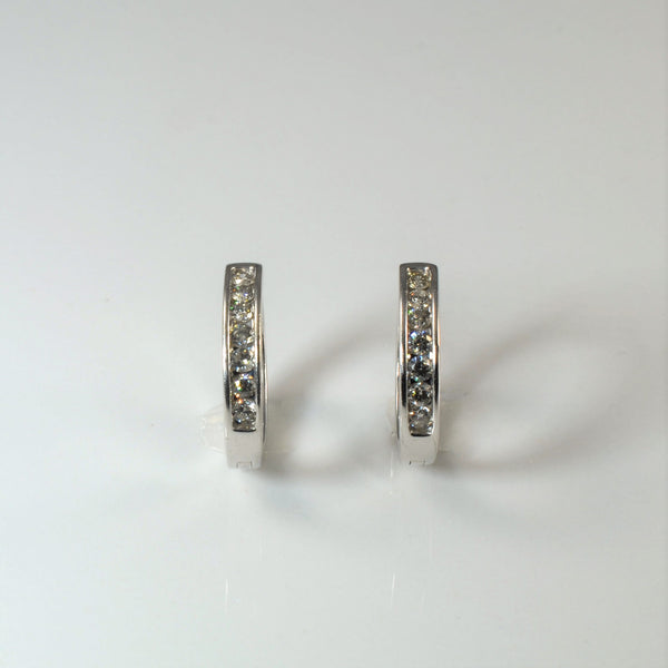 Channel Set Diamond Huggie Earrings | 0.49ctw |