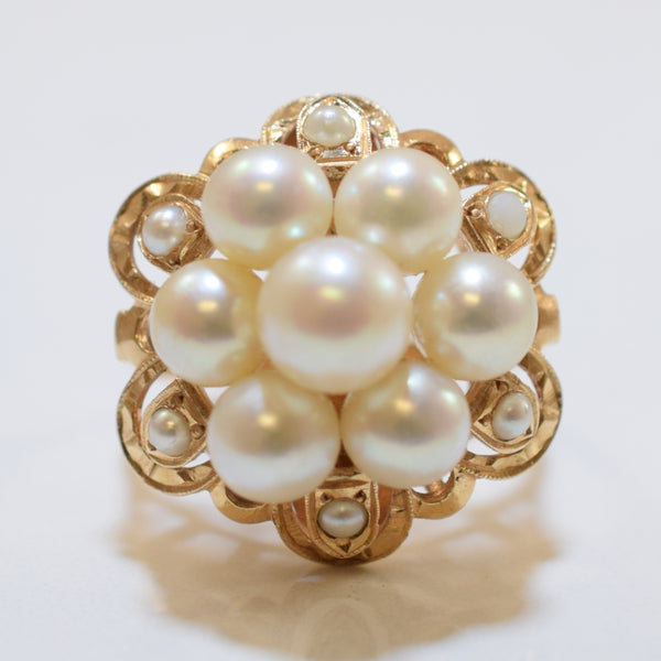 Cluster Pearl Cocktail Ring | 11.61ctw | SZ 8 |